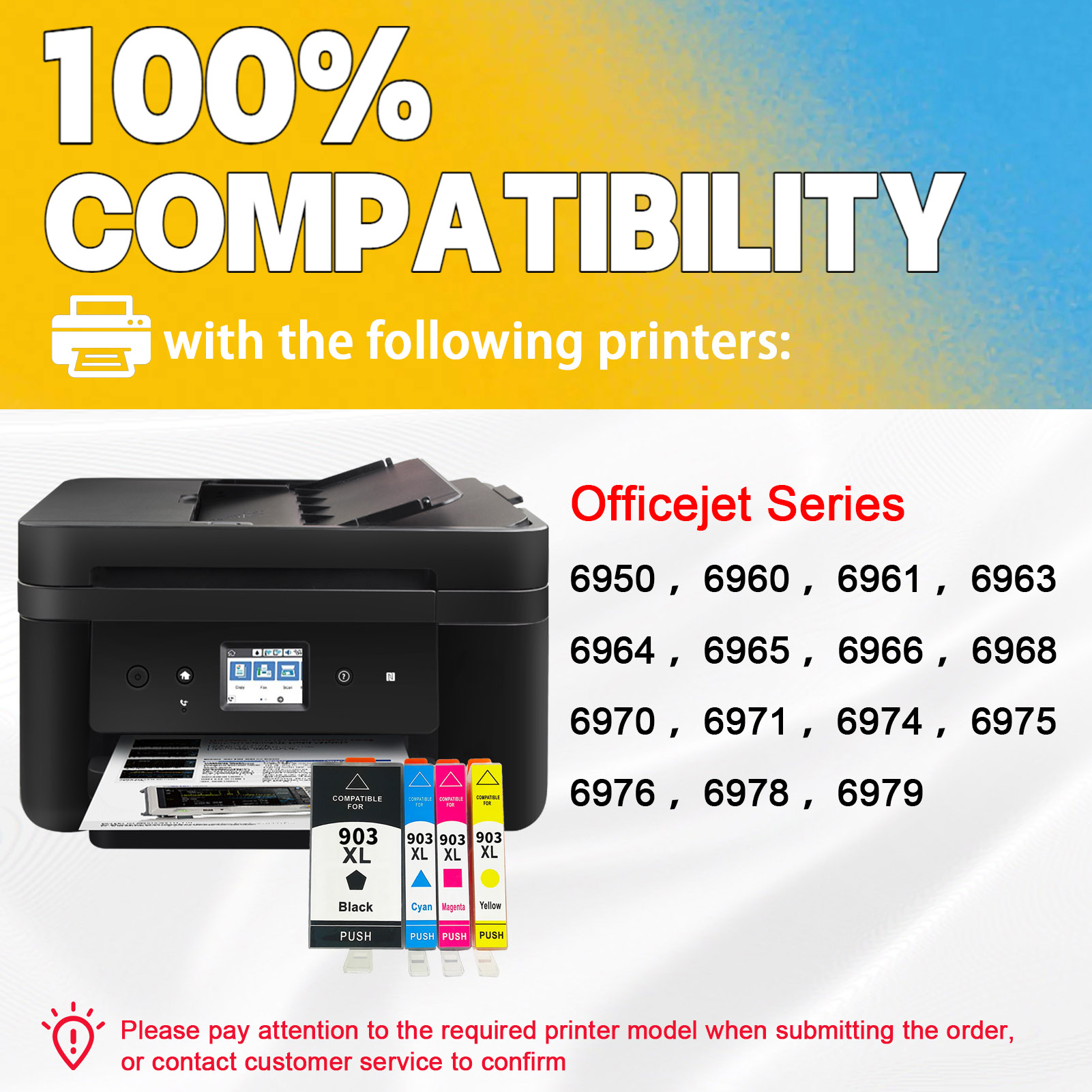 For HP 903XL Ink Cartridge Work For HP OfficeJet 6950 6960 6961 6963 6964 6965 6966 6968 6970 6971 6974 6975 6976 6978 6979 Printers-PrintsBoost