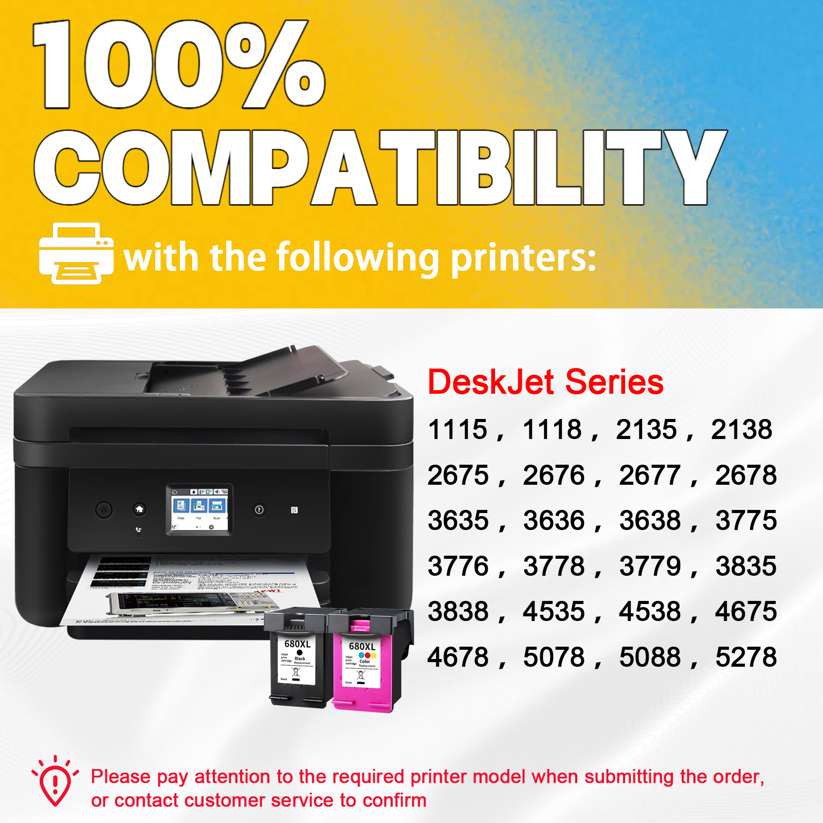 For HP 680XL Ink Cartridge Work For HP Deskjet 1115 1118 2135 2138 2675 2676 2677 2678 3635 3636 3638 3775 3776 3778 3779 Printers-PrintsBoost