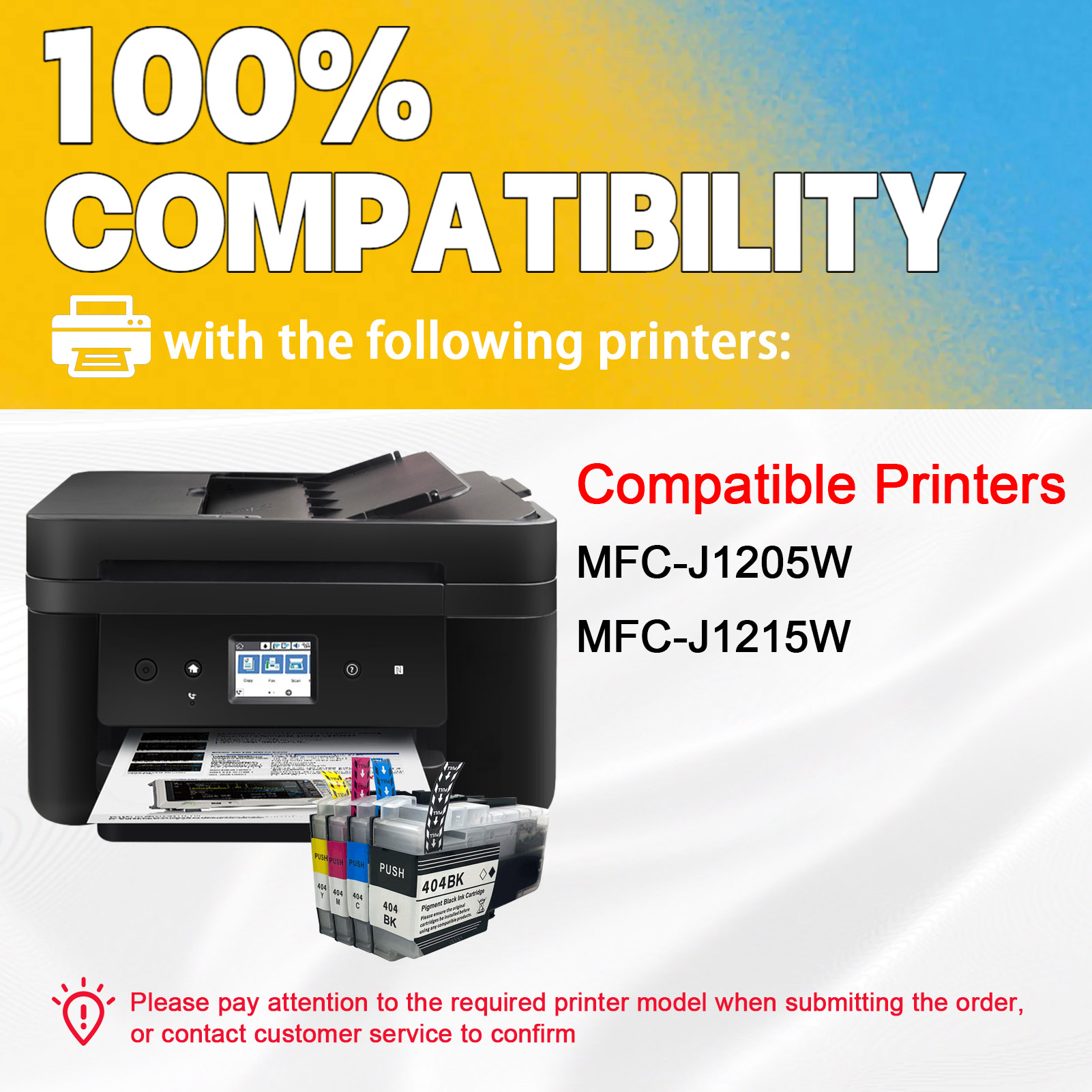 For Brother LC404 Ink Cartridge Work For Brother MFC-J1205W MFC-J1215W Printers