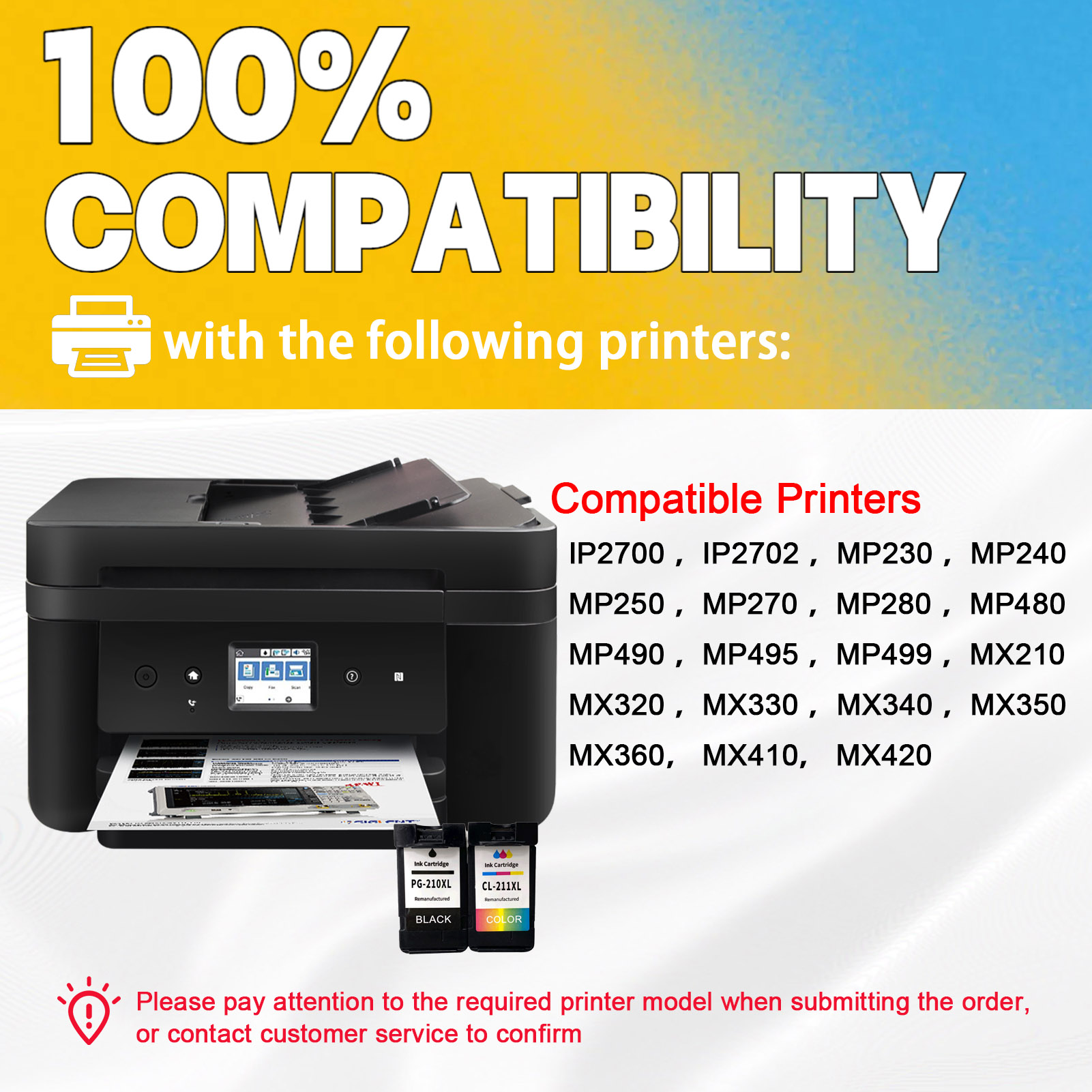 For Canon PG-210XL CL-211XL Ink Cartridge Work For Canon PIXMA MP240 MP250 MP258 MP270 MP280 MP282 MP480 MP490 MP495 MX320 MX330 MX340 MX350 MX360 MX410 Printers-PrintsBoost