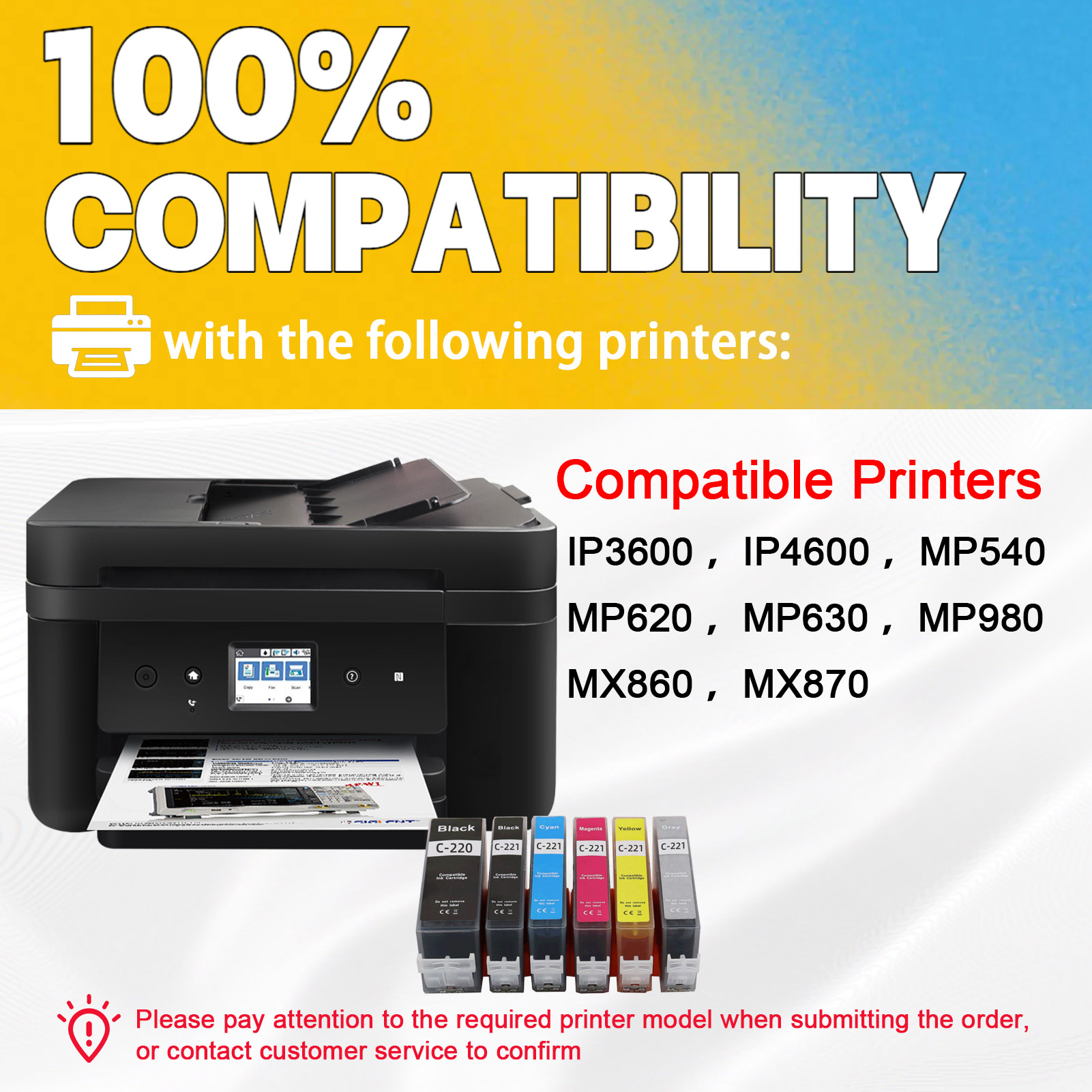For Canon PGI-220 CLI-221 Ink Cartridge Work For Canon Pixma MP980 MP560 MP540 MP550 MP630 MP620 MP640 MP980 MP990 MX860 MX870 iP4600 iP3600 iP4700 PMFP1 PMFP3 SFP1 Printers-PrintsBoost