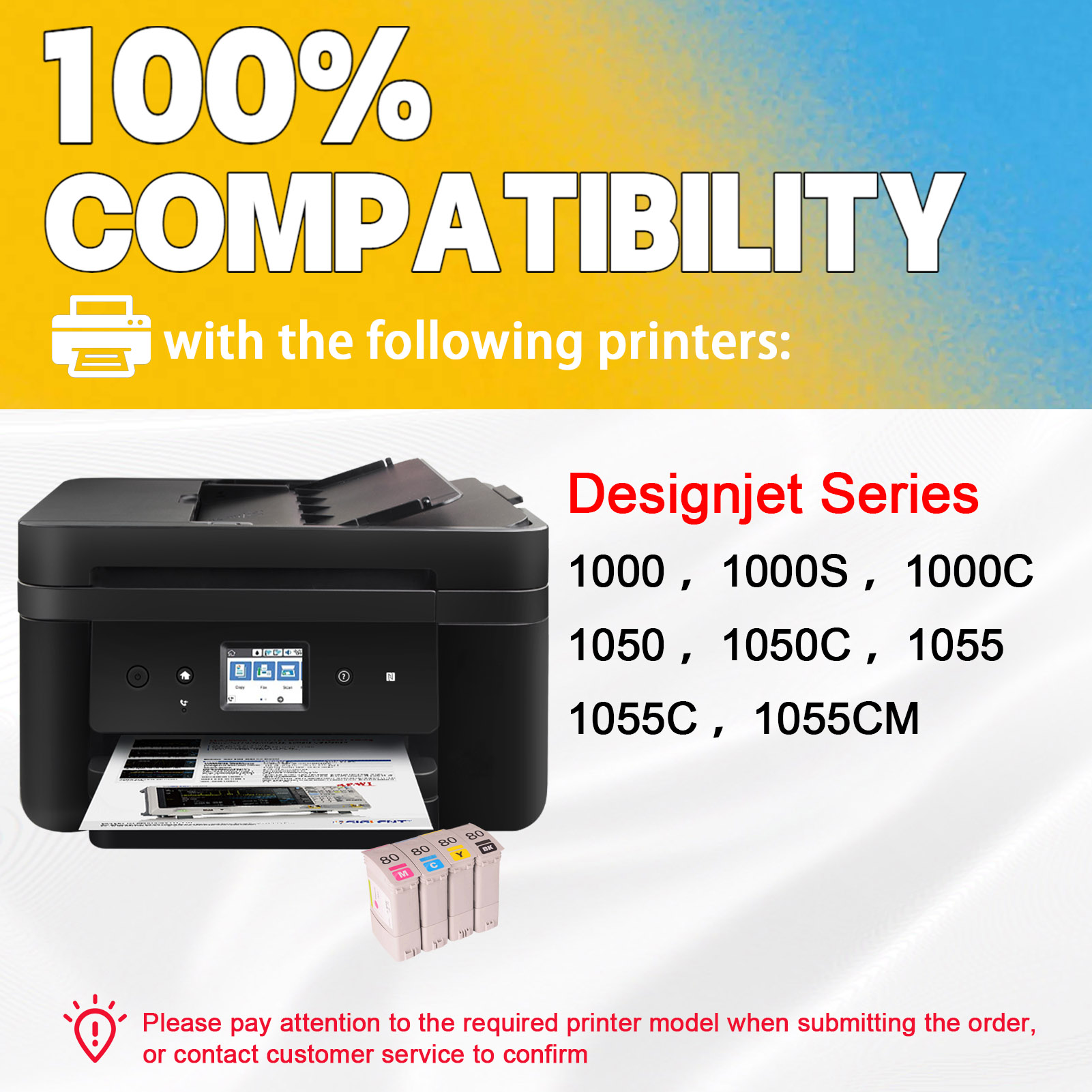 For HP 80 C4871A C4846A C4847A C4848A Ink Cartridge Work For HP DesignJet 1050C 1050C 1055CM 1055CM Printers-PrintsBoost