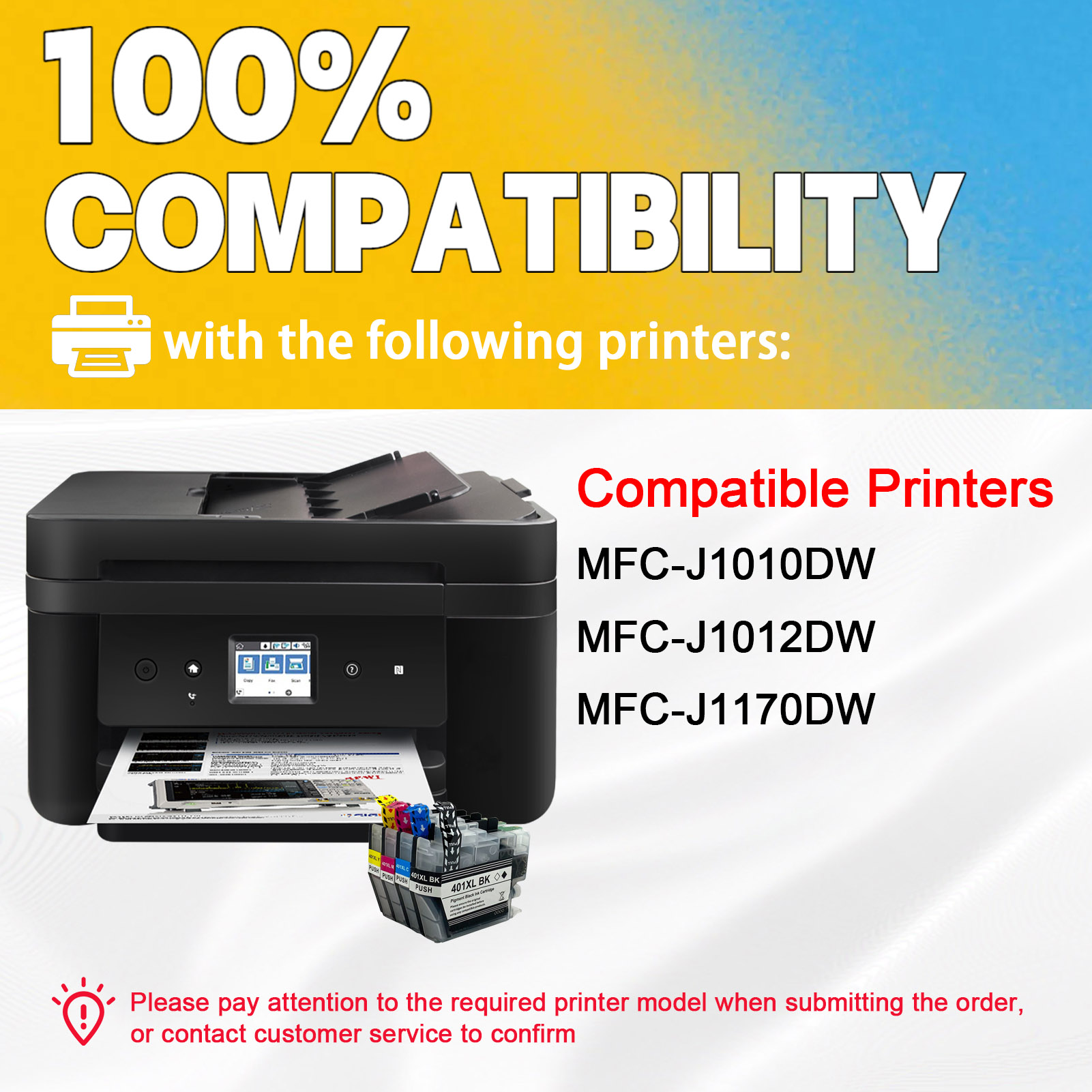For Brother LC401XL Ink Cartridge Work For Brother MFC-J1010DW MFC-J1012DW MFC-J1170DW Printers