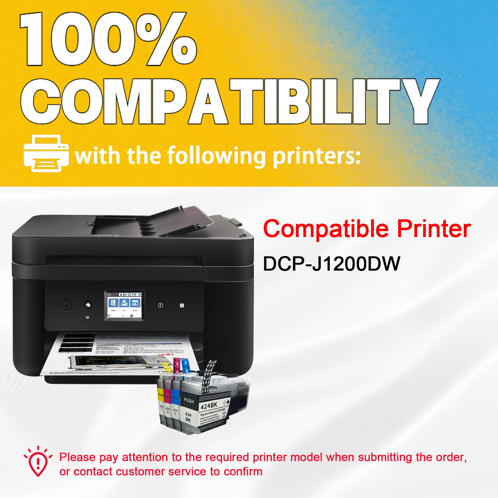 For Brother LC424 Ink Cartridge Work For Brother DCP-J1200W DCP-J1200WE Printers