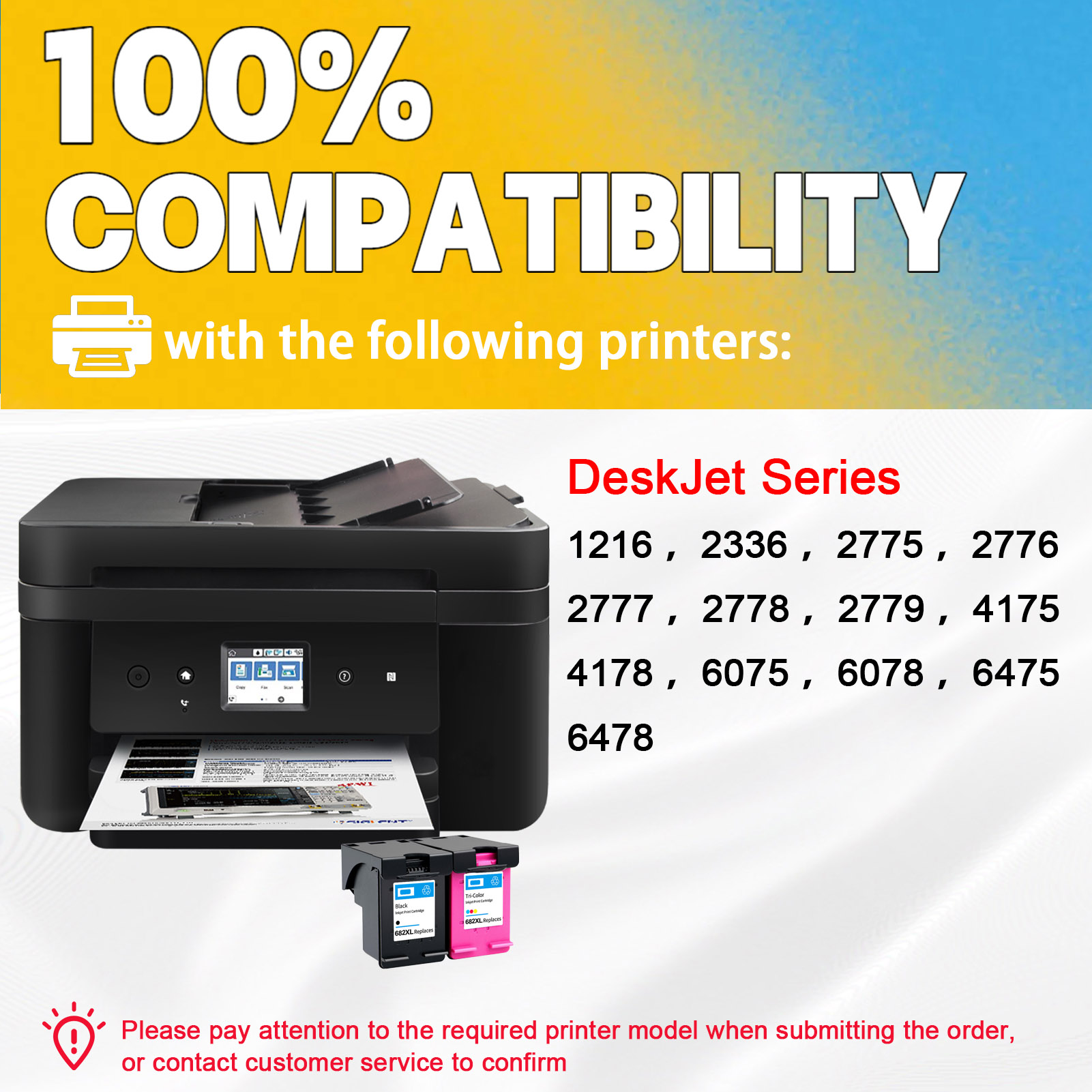For HP 682XL Ink Cartridge Work For  HP DeskJet Ink Advantage 1216 2336 2775 2776 2777 2778 2779 4175 4178 6075 6078 6475 6478 Printers-PrintsBoost