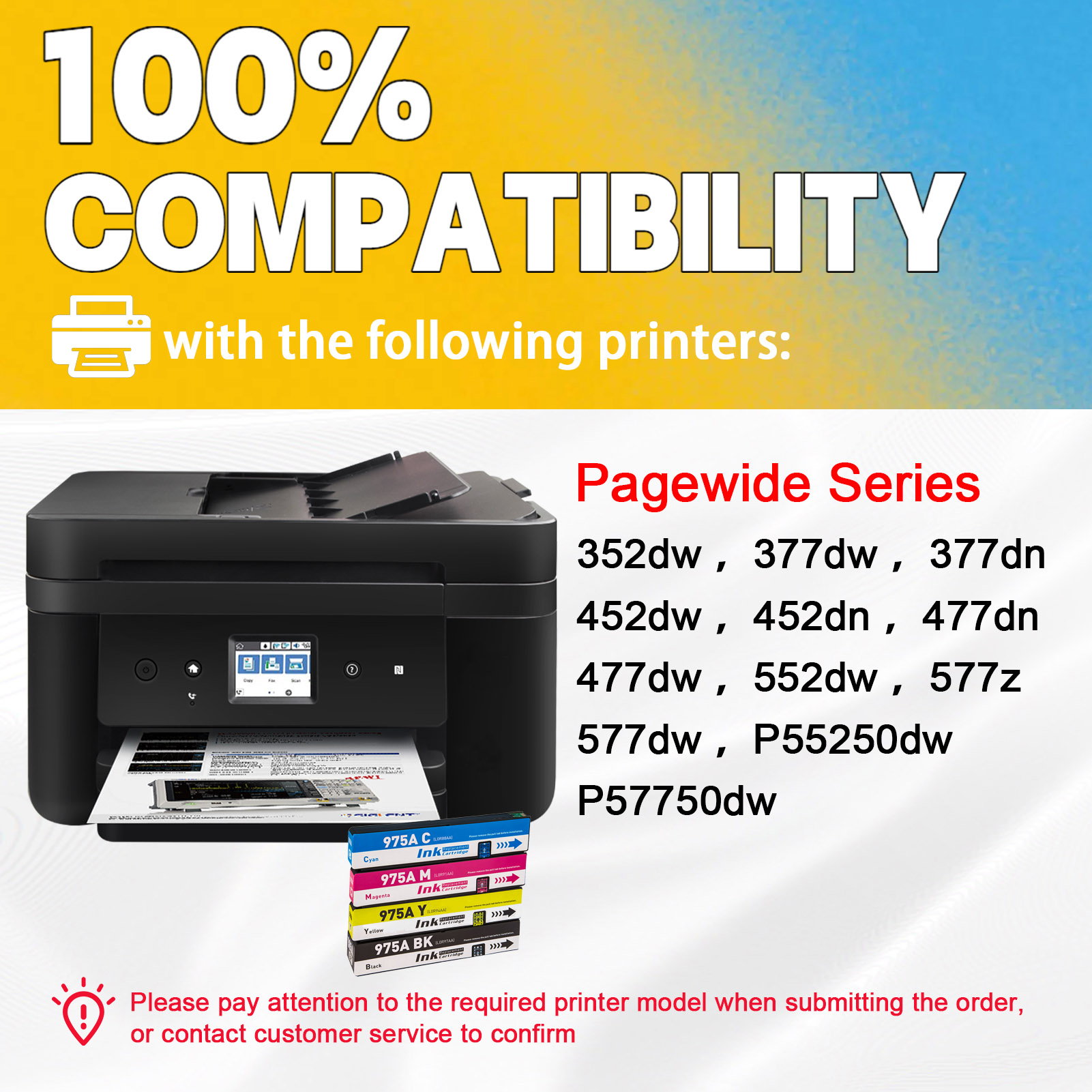 For HP 975A Ink Cartridge Work For HP PageWide 352dw 377dw 377dn 452dw 452dn 477dn 477dw 552dw 577z 577dw P55250dw P57750dw Printers-PrintsBoost