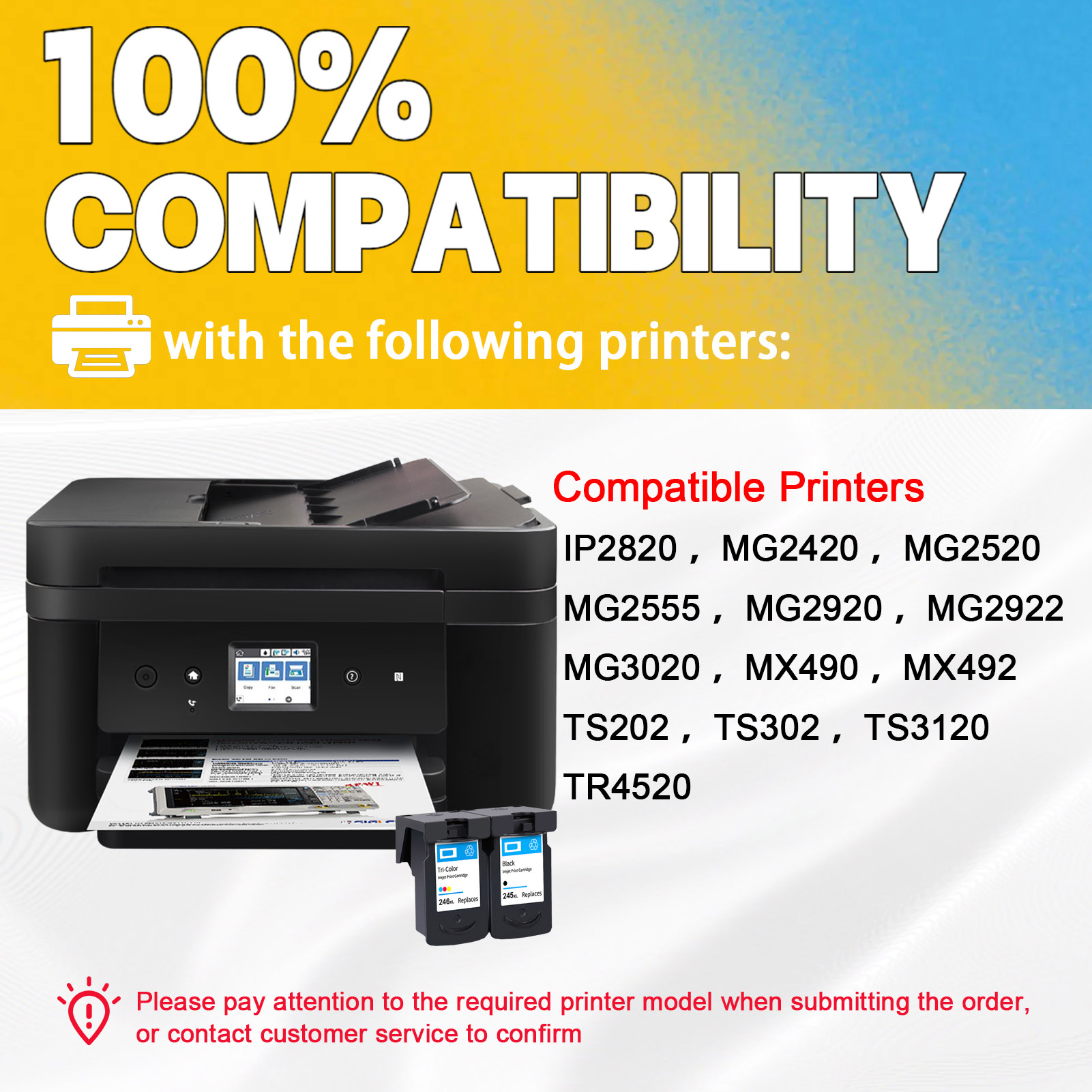 For Canon PG-245XL CL-246XL Ink Cartridge Work For Canon TR4500 TR4522 TR4520 TS3322 TS3122 TS3120 TS3320 TS202 etc. Printers-PrintsBoost