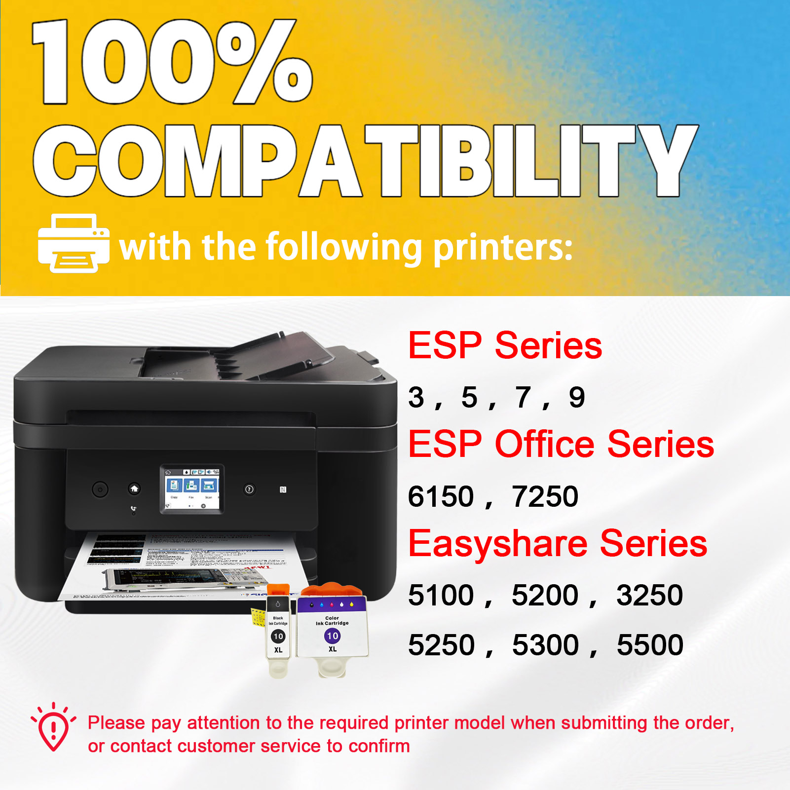 For Kodak 10XL Ink Cartridge Work for Kodak Easyshare 5100 5200 3250 5250 5300 5500 ESP 3 5 7 9 ESP office 6150 7250 Printers-PrintsBoost