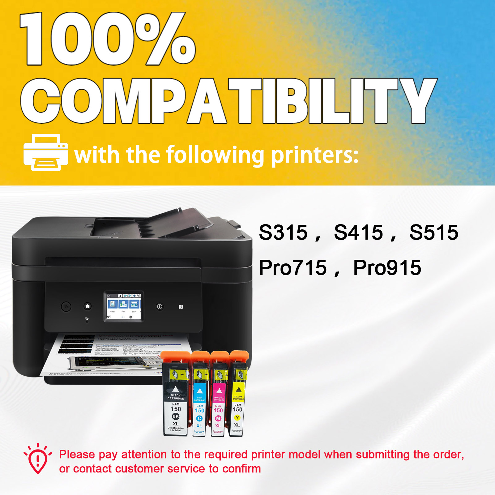 For Lexmark 150XL Ink Cartridge Work for Lexmark S315 S415 S515 Pro 715 915 Printers