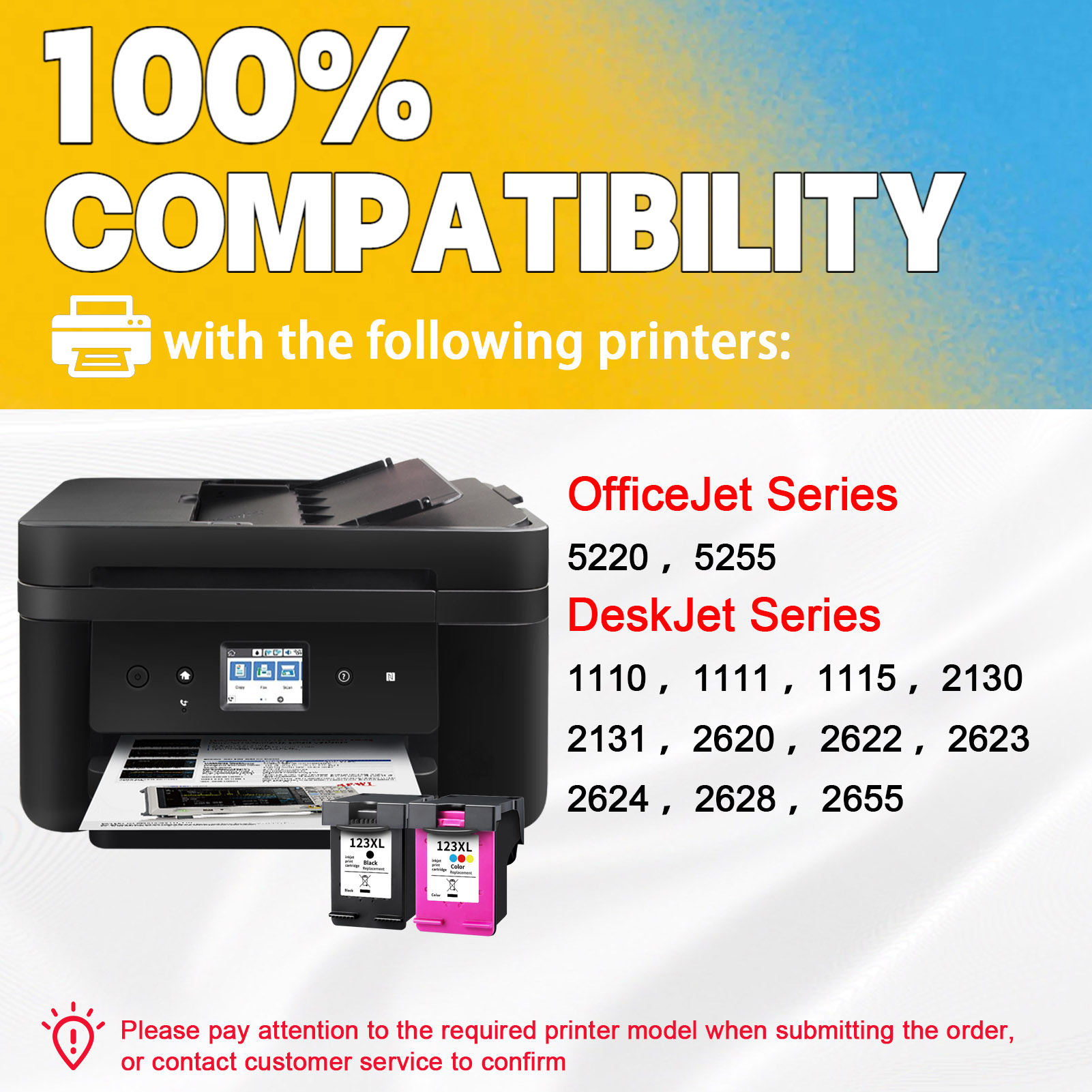 For HP 123XL Ink Cartridge Work For HP OfficeJet 5220 5255, DeskJet 1110 1111 1115 2130 2131 2620 2622 2623 2624 2628 2655 Printers-PrintsBoost