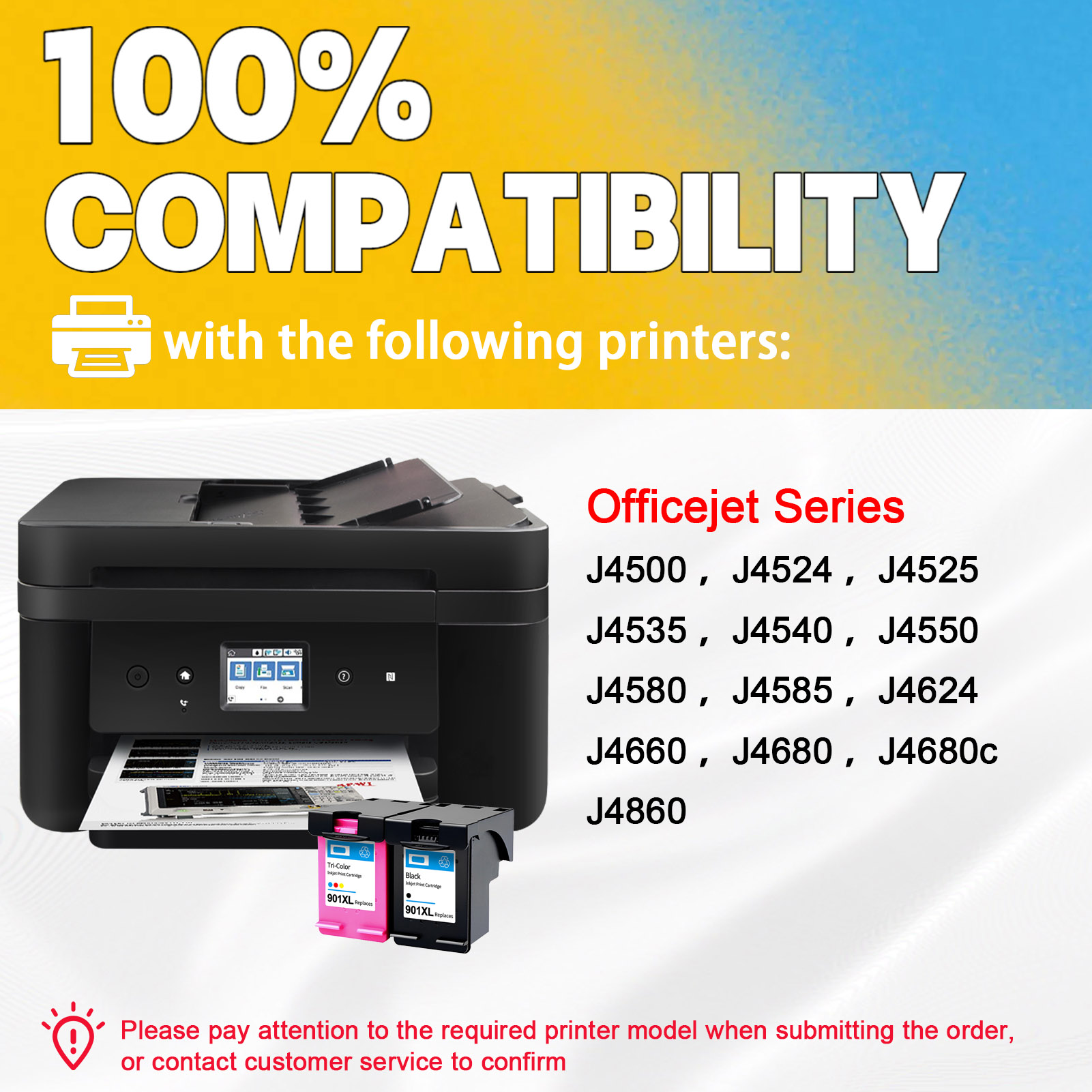 For HP 901XL Ink Cartridge Work For OfficeJet J4500 J4540 J4550 J4580 J4620 J4640 J4660 J4680 G501a G501n G501g Printers-PrintsBoost