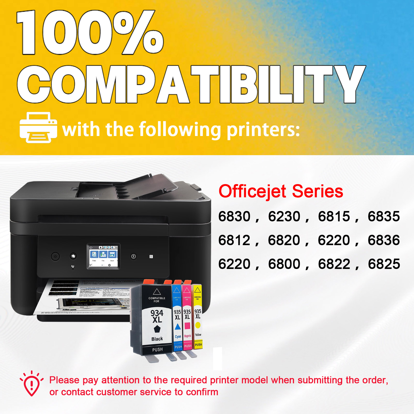 For HP 934XL 935XL Ink Cartridge Work For HP OfficeJet 6830 6230 6815 6835 6812 6820 6220 6836 6220 6350 6822 6825 Printers-PrintsBoost