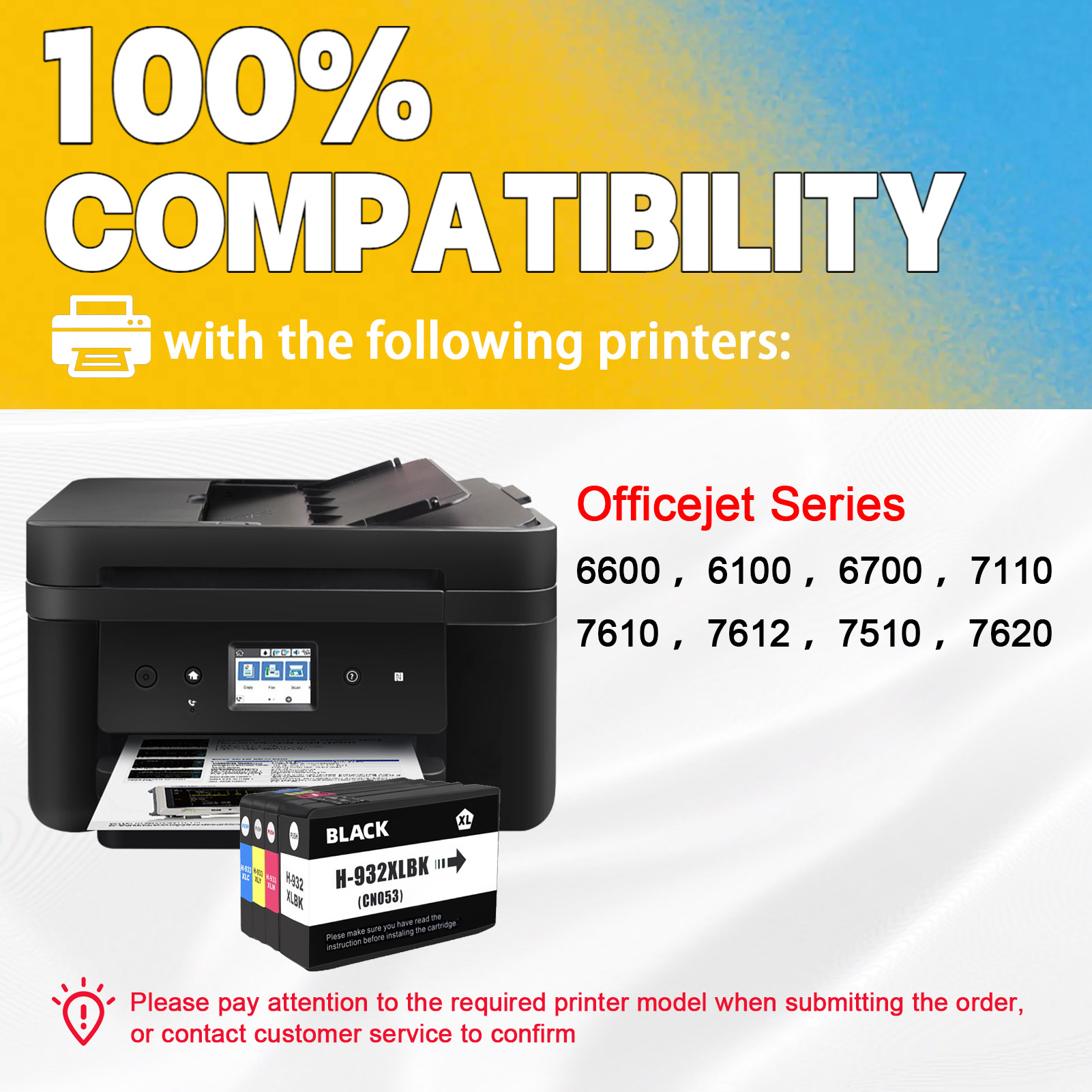 For HP 932XL 933XL Ink Cartridge Work For HP OfficeJet 6600 6100 6700 7110 7610 7612 7510 7620 Printers-PrintsBoost