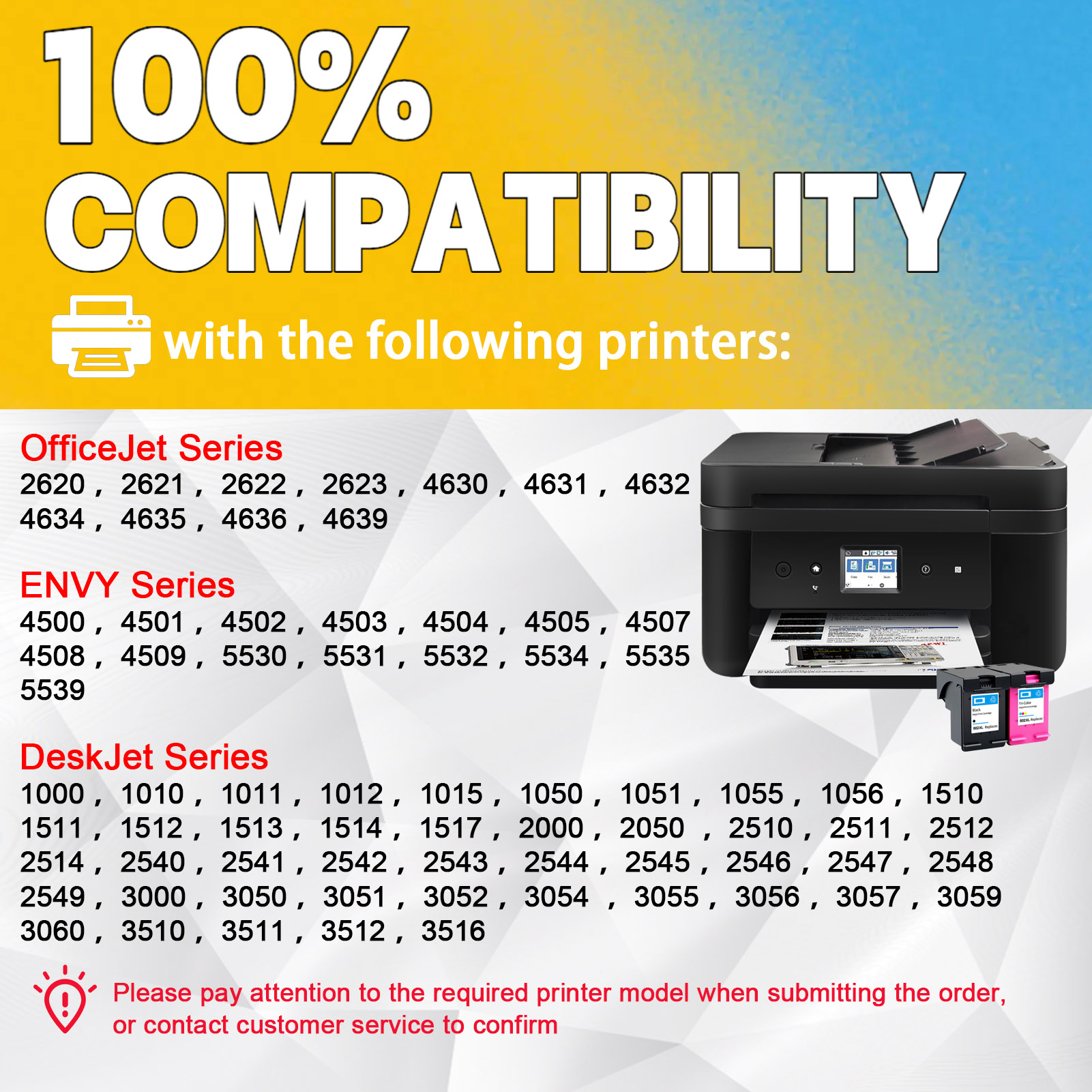 For HP 802XL Ink Cartridge Work For HP OfficeJet 2620 2621 2622 2623 4630 4631 4632 4634 4635 4636 4639 Deskjet 1000 1010 Printers-PrintsBoost