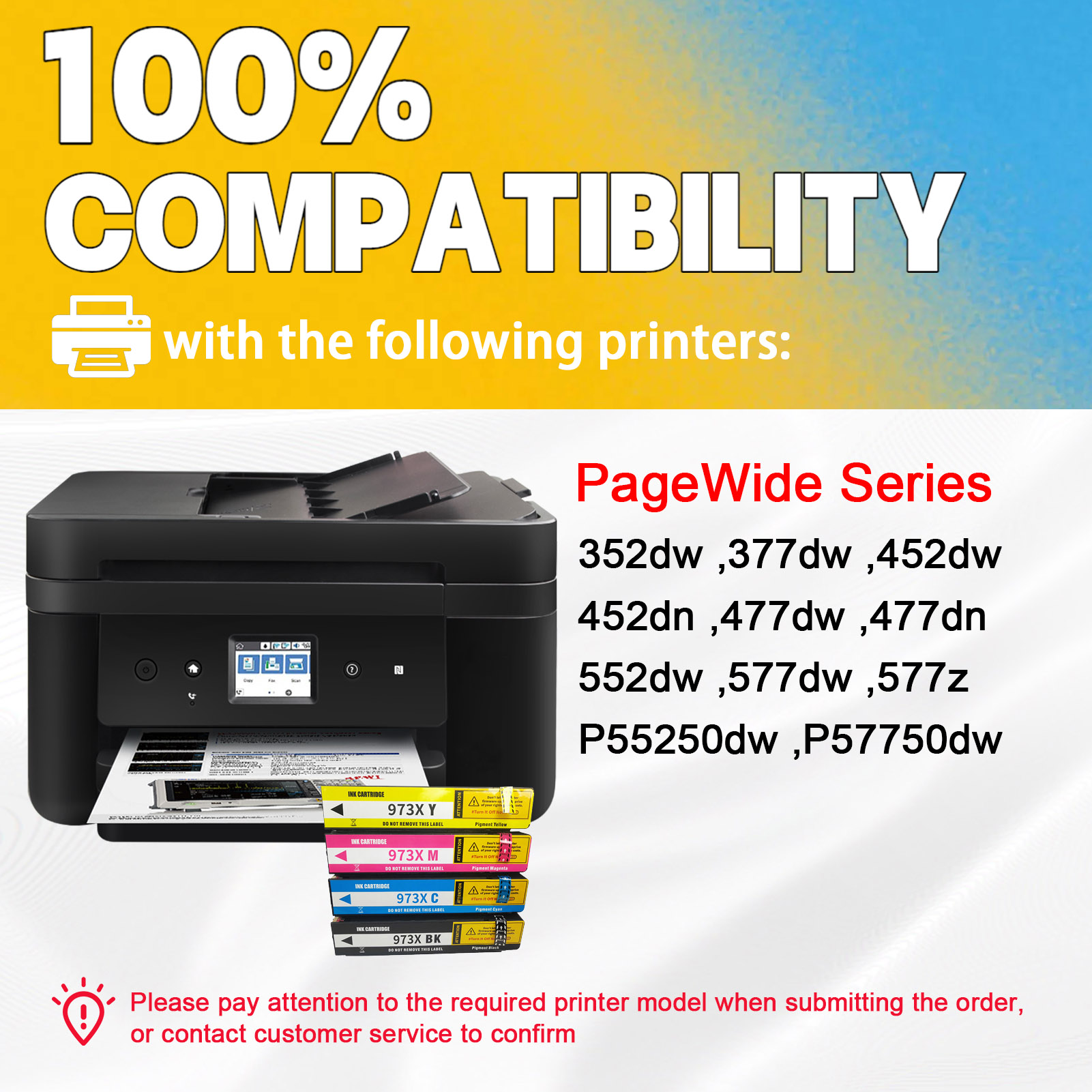For HP 973X Ink Cartridge Work For HP Pagewide 452dn 452dw 477dn 477dw 552dw 577dw 577z P55250dw P57750dw Printers-PrintsBoost