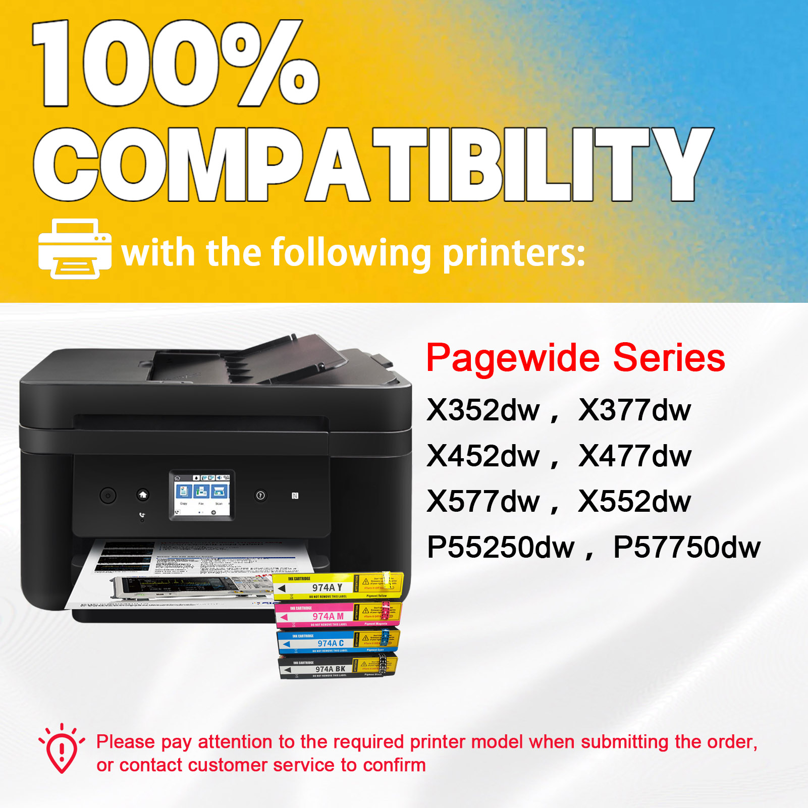 For HP 974A Ink Cartridge Work For HP Pagewide X352dw X377dw X452dw X477dw X577dw X552dw P55250dw P57750dw Printers-PrintsBoost