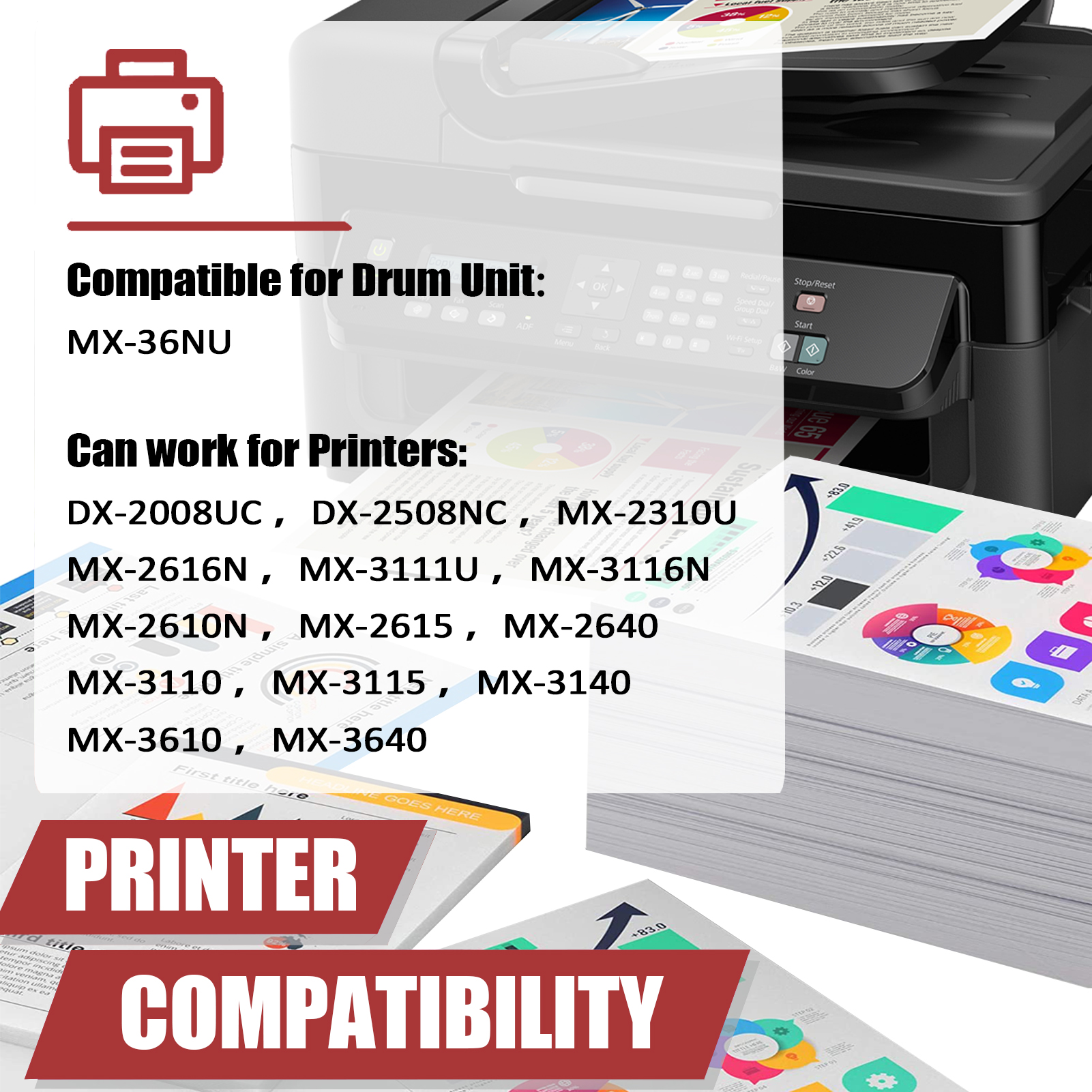 For Sharp MX-36NU MX-36 Imaging Drum Unit Work for Sharp DX-2008UC 2508NC MX-2310U 2616N 3111U 3116N 2610N 2615 2640 3110 3115 Printers-PrintsBoost