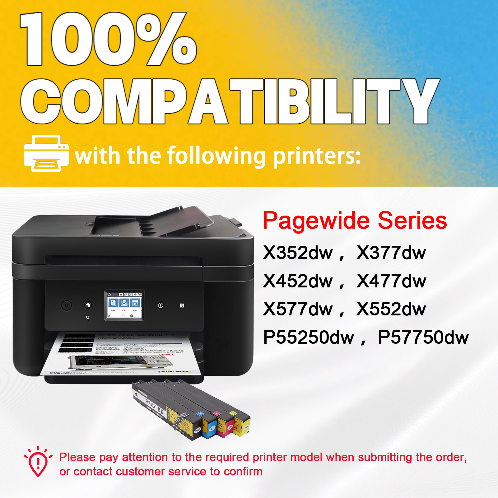 For HP 974X Ink Cartridge Work For HP Pagewide X352dw X377dw X452dw X477dw X577dw X552dw P55250dw P57750dw Printers-PrintsBoost