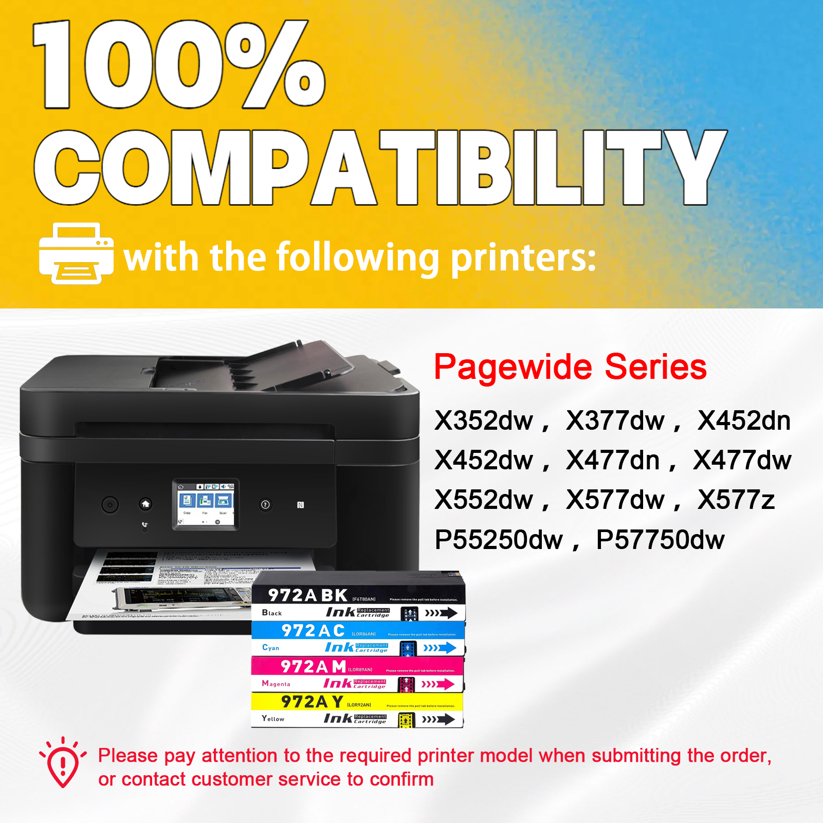 For HP 972A Ink Cartridge Work For HP Pagewide 352dw 377dw 452dw 452dn 477dw 477dn 552dw 577dw 577z P55250dw P57750dw Printers-PrintsBoost