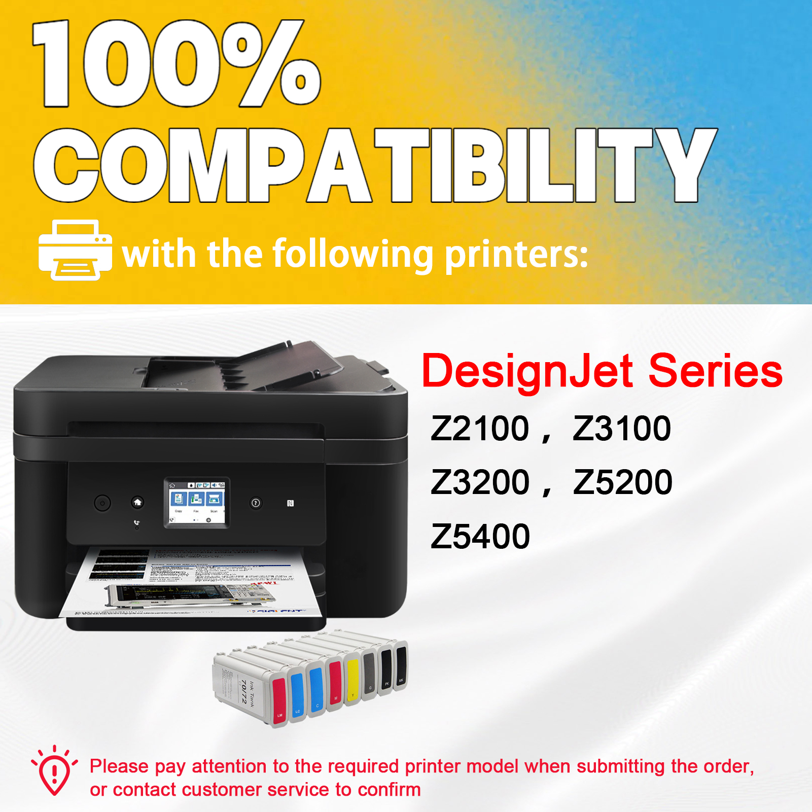 For HP 70 C9448A C9449A C9452A C9453A C9454A C9390A C9455A C9451A Ink Cartridge Work For HP Designjet Z2100 Z3100 Z3200 Z5200 Printers-PrintsBoost