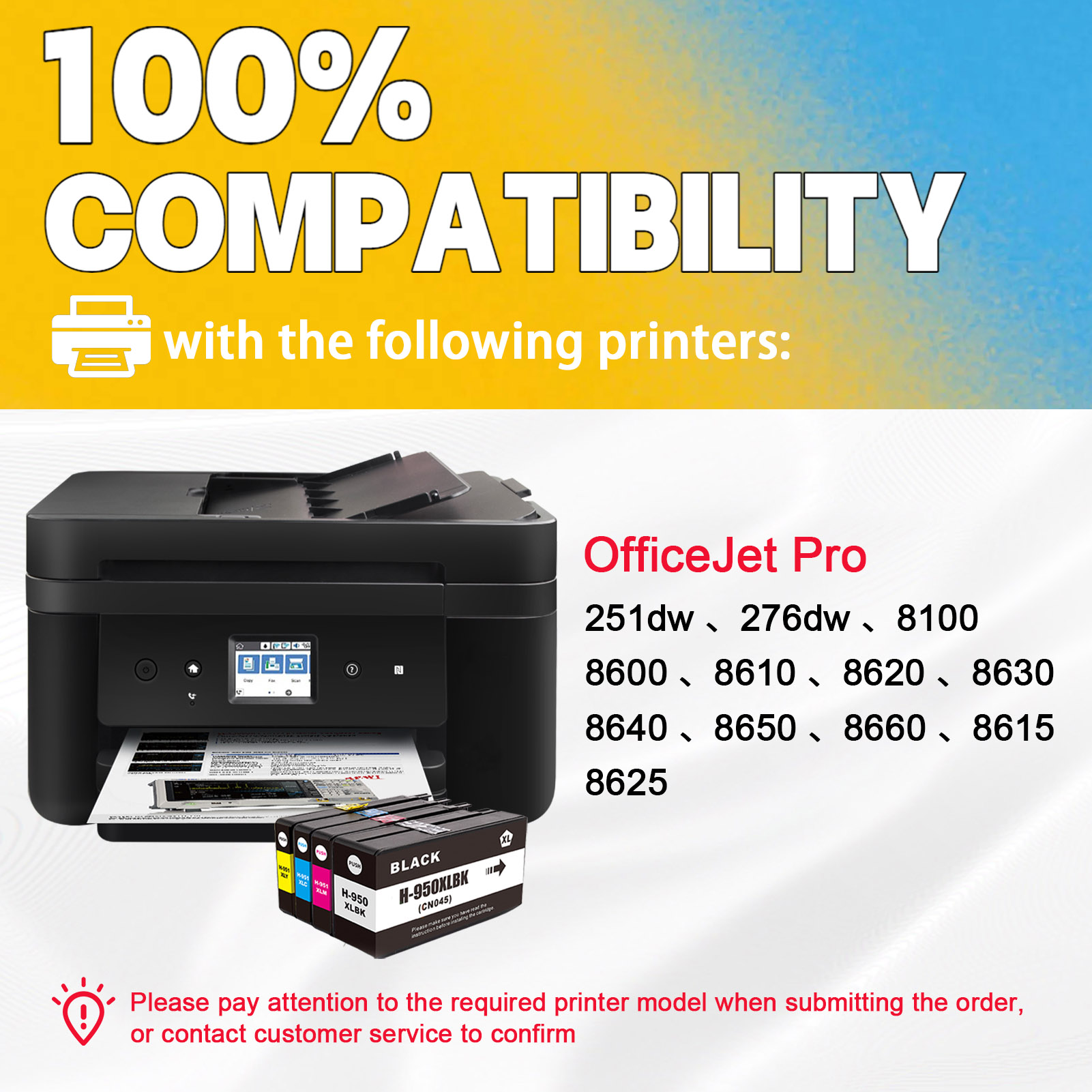 For HP 950XL 951XL Ink Cartridge Work for HP OfficeJet Pro 8100 8600 8610 8615 8620 8625 8630 8640 251dw 271dw 276dw Printers-PrintsBoost