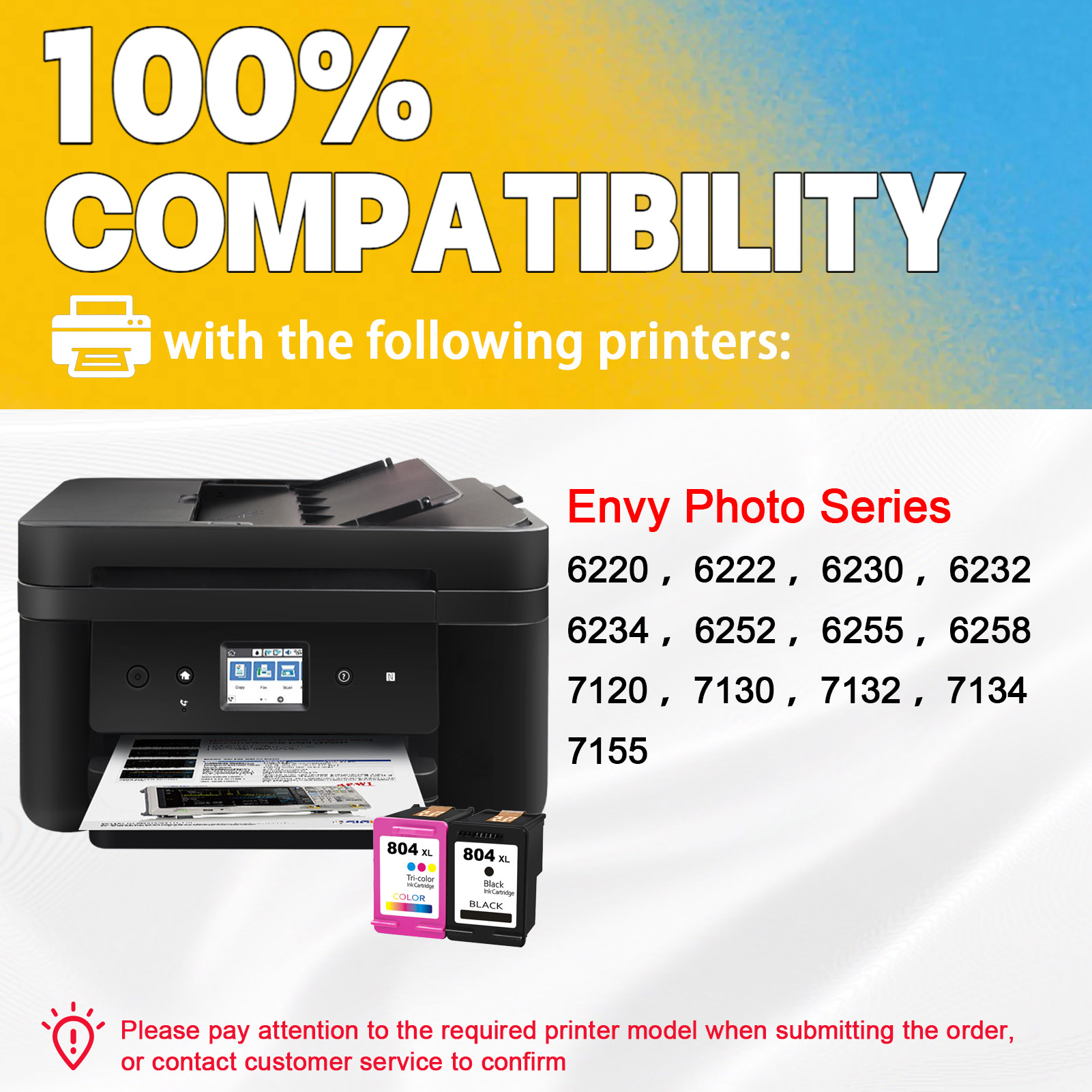 For HP 804XL Ink Cartridge Work For HP Envy Photo 6220 6222 6230 6232 6234 6252 6255 6258 7120 7130 7132 7134 7155 Printers-PrintsBoost