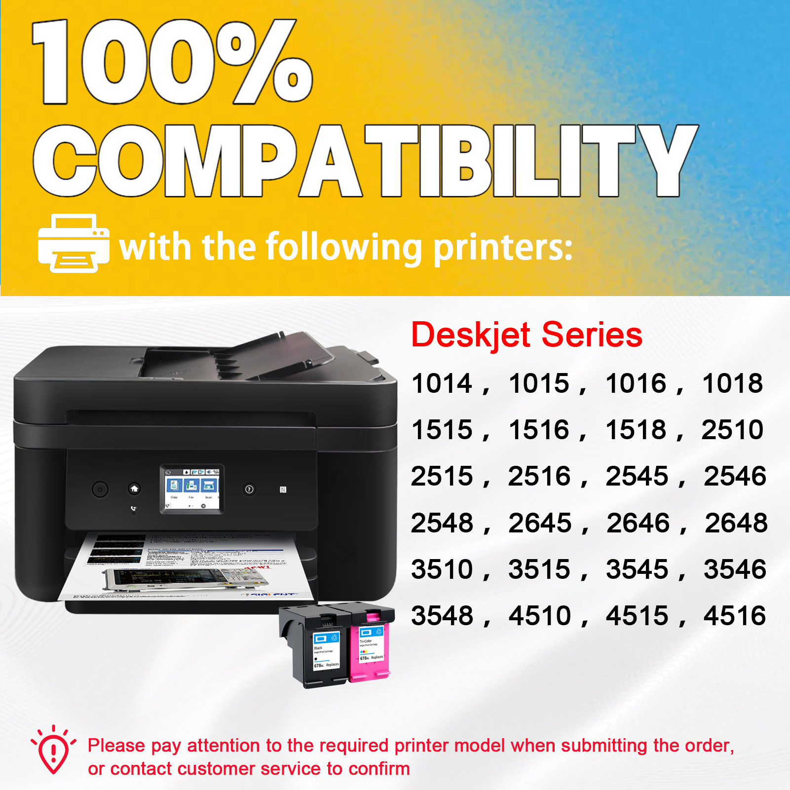 For HP 678XL Ink Cartridge Work For HP Deskjet 1014 1015 1016 1018 1515 1516 1518 2510 2515 2516 2545 2546 2548 2645 2646 Printers-PrintsBoost