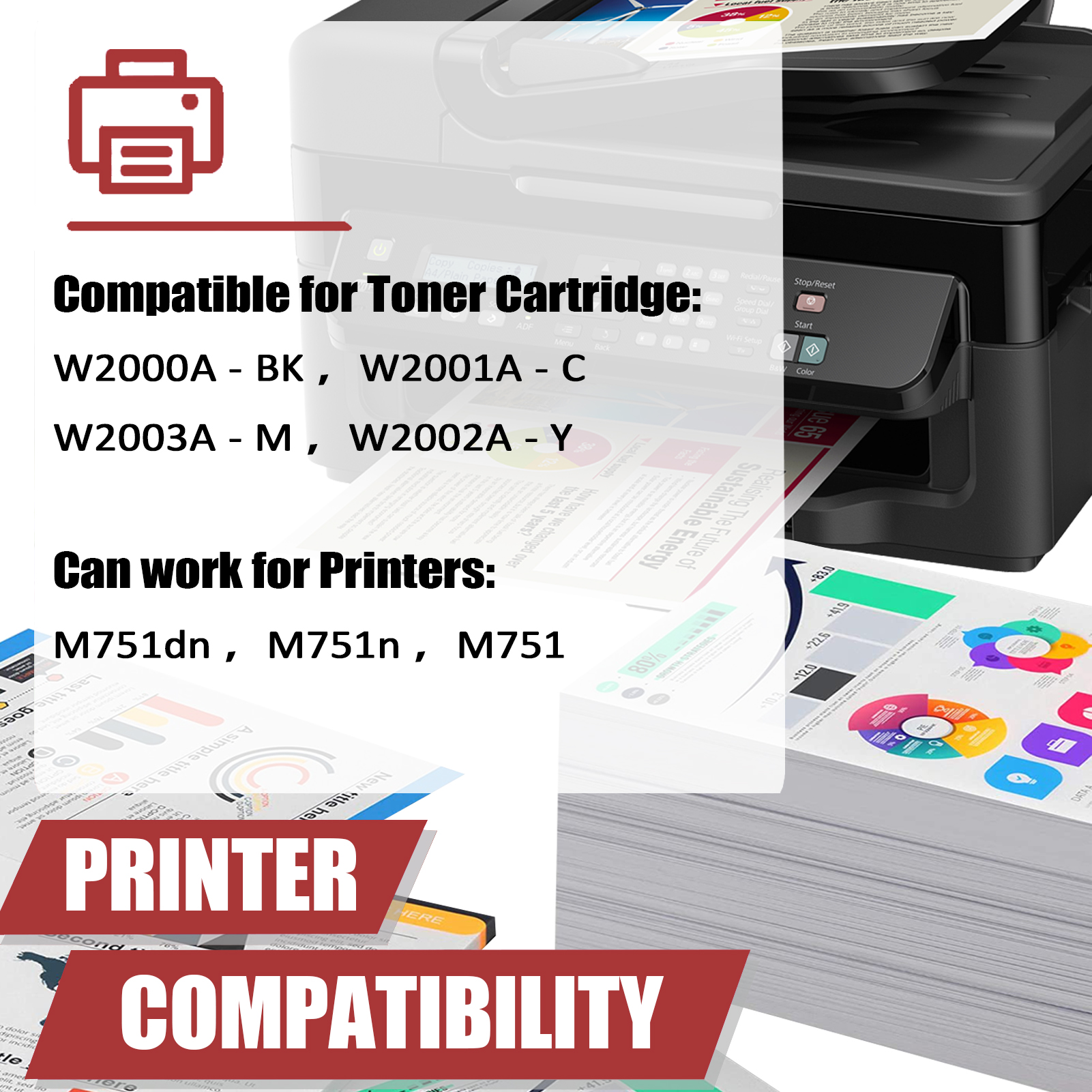 For HP 658A W2000A W2001A W2003A W2002A Toner Cartridge Work for HP Color LaserJet Enterprise M751dn M751n M751 Printers-PrintsBoost