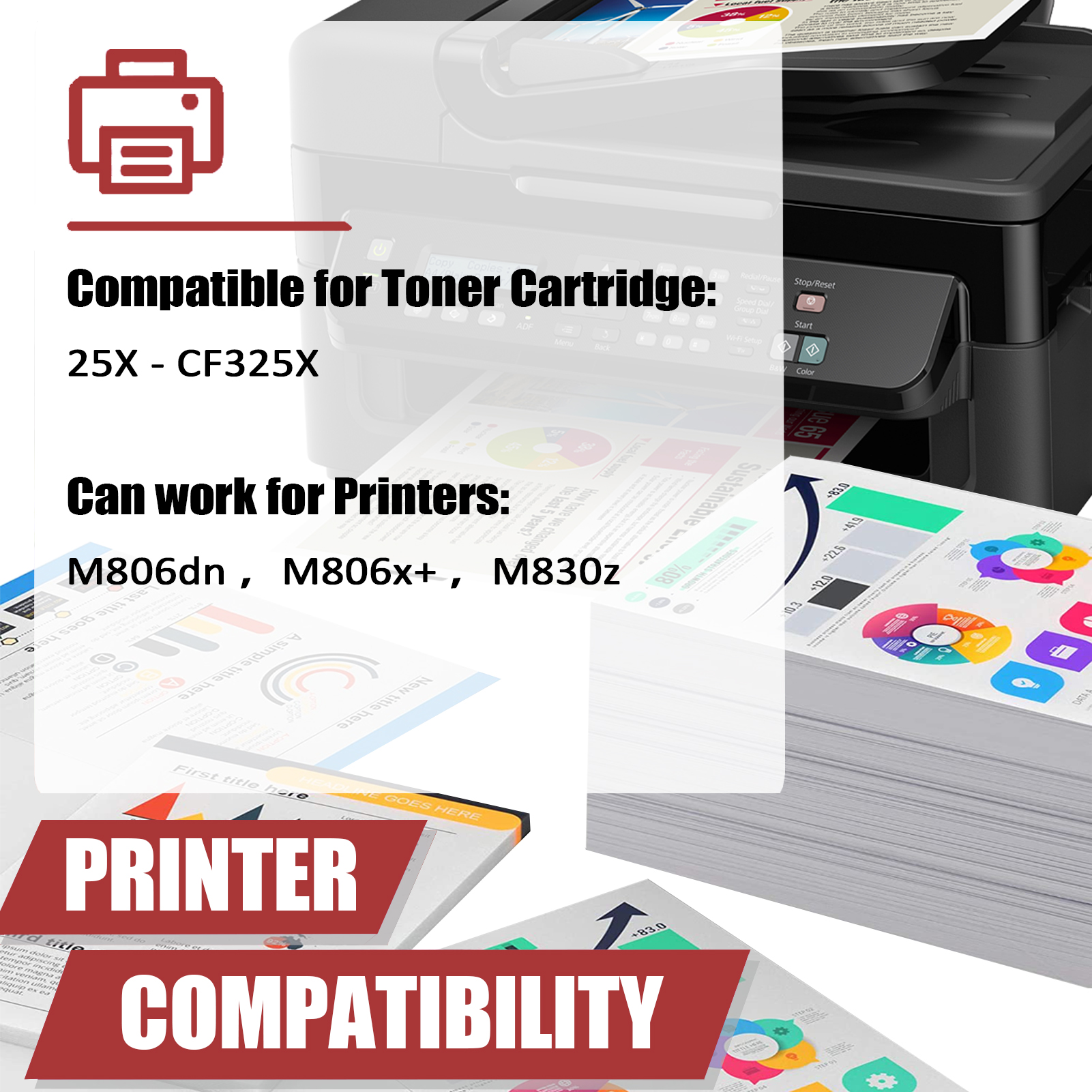 For HP 25X CF325X Toner Cartridge Work for HP LaserJet Enterprise M806dn M806x+ Flow MFP M830z Printers-PrintsBoost
