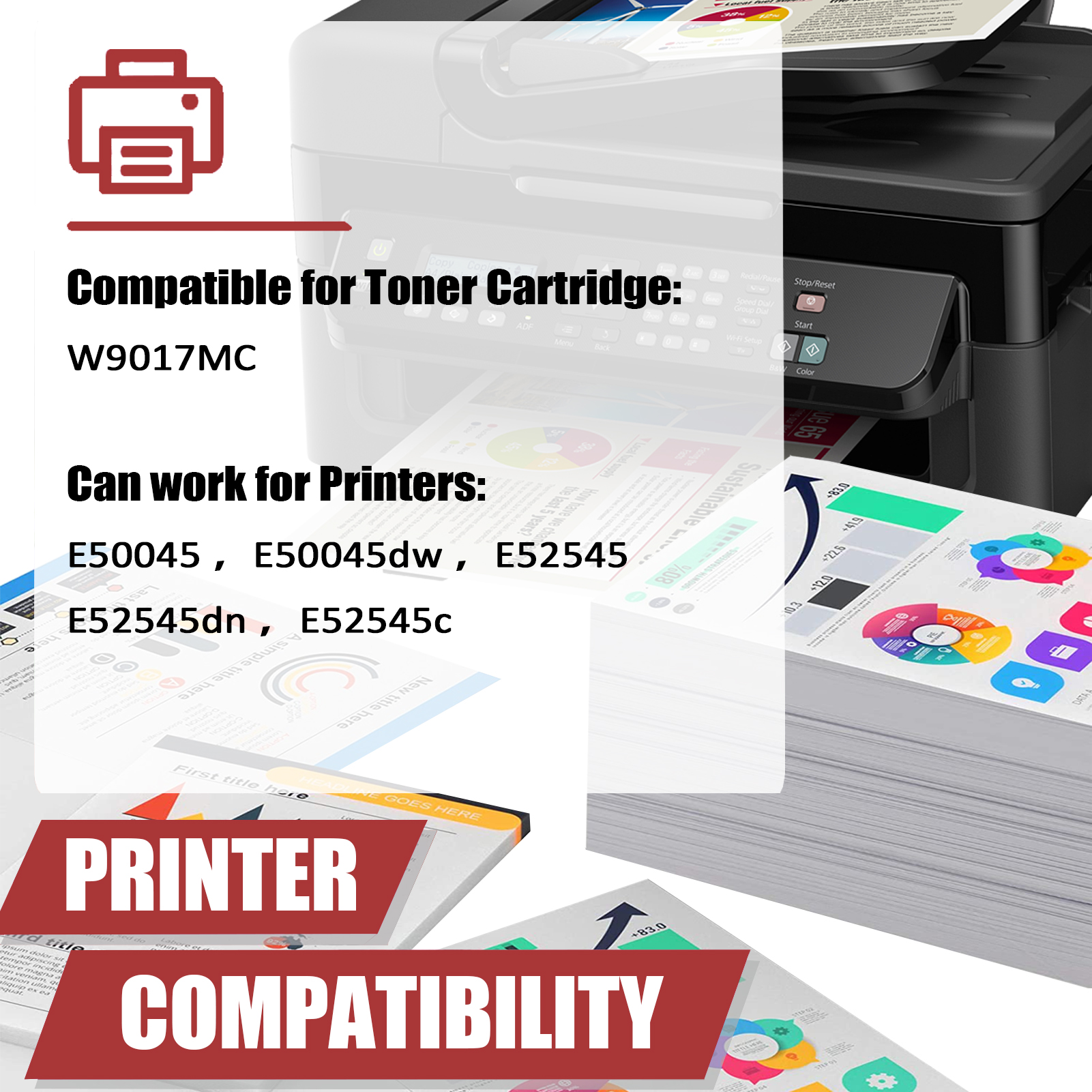 For HP W9017MC Toner Cartridge Work for HP LaserJet Managed E50045 E50045dw MFP E52545 E52545dn E52545c Printers-PrintsBoost