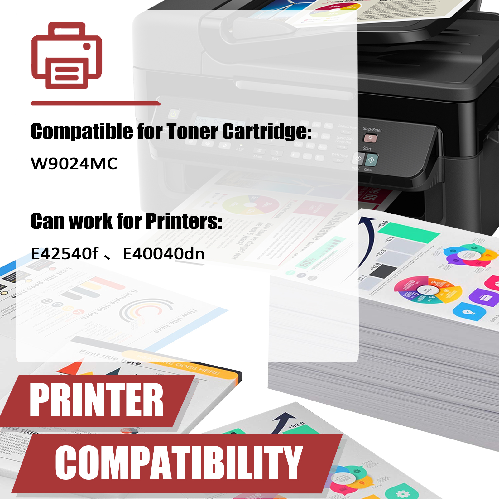 For HP W9024MC Toner Cartridge Work for HP LaserJet Managed E40040dn MFP E42540f Printers