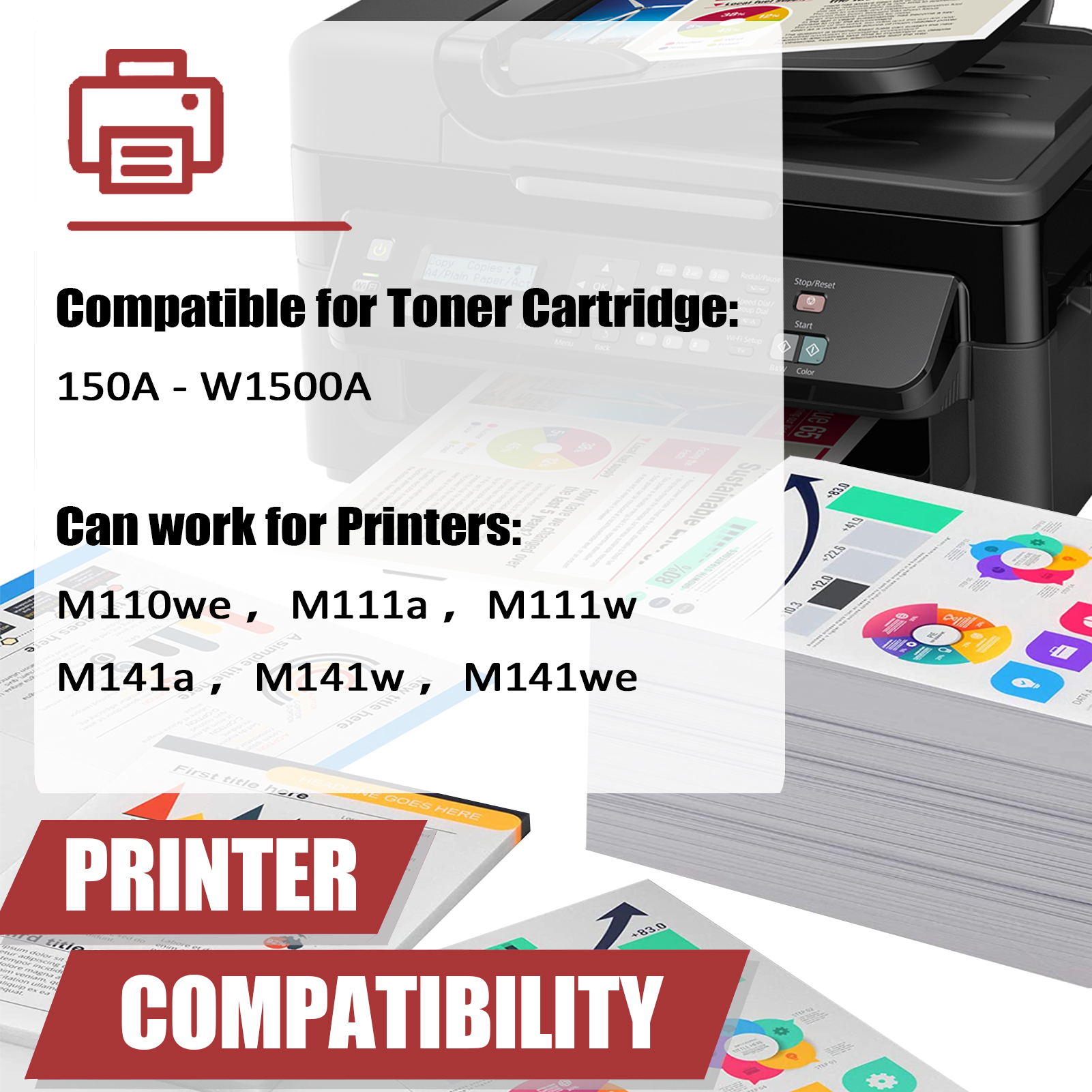 For HP 150A W1500A Toner Cartridge Work for HP LaserJet M110we M111a M111w MFP M141a M141w M141we Printers-PrintsBoost