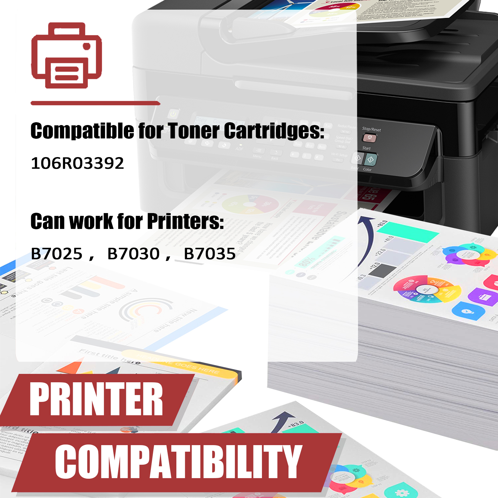 For Xerox 106R03392 Toner Cartridge Work for Xerox B7025 B7030 B7035 Printers