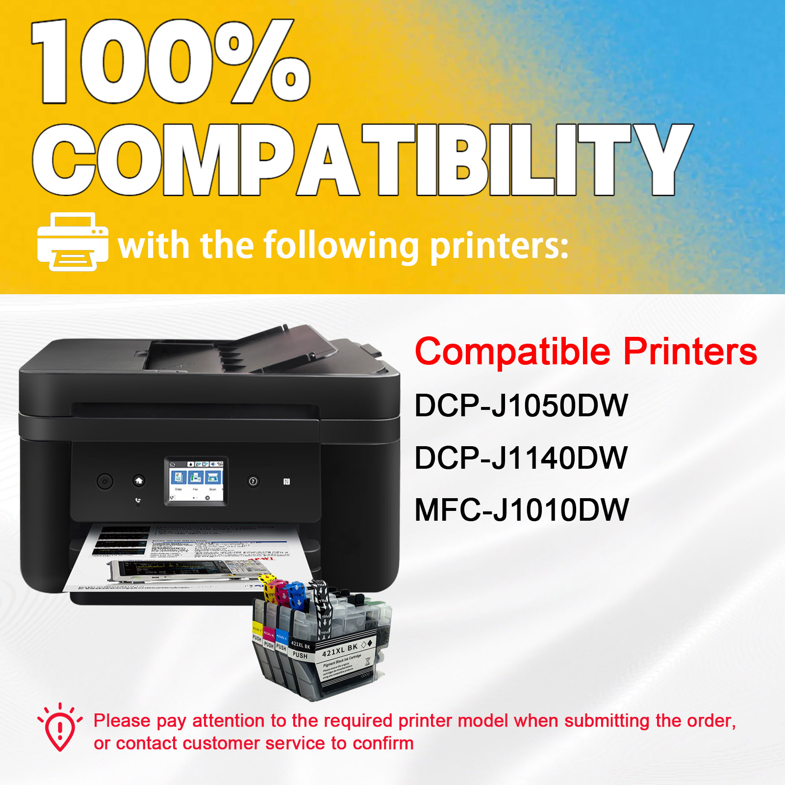 For Brother LC421XL Ink Cartridge Work For Brother DCP-J1050DW DCP-J1140DW MFC-J1010DW Printers