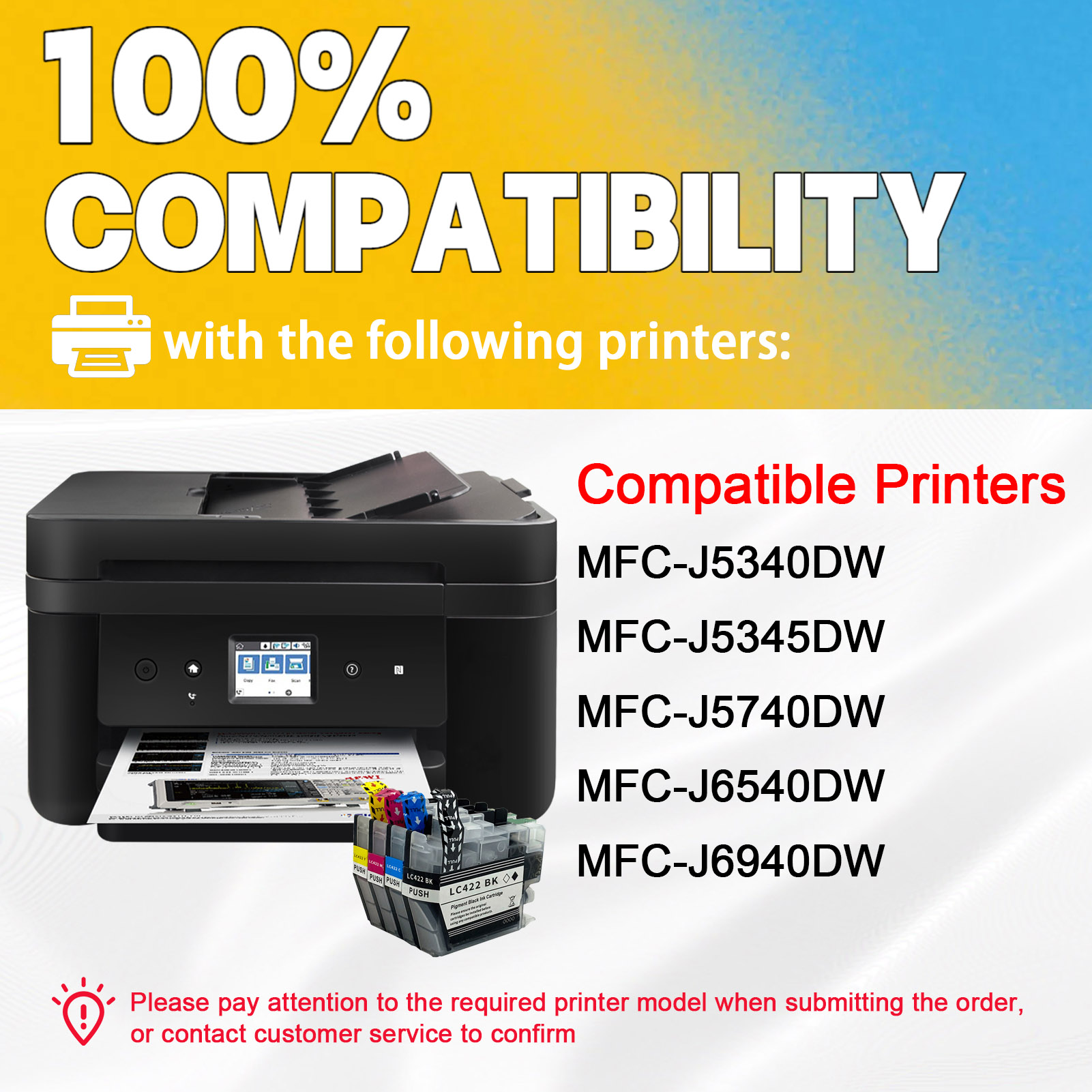 For Brother LC422 Ink Cartridge Work For Brother MFC-J5340DW MFC-J5345DW MFC-J5740DW MFC-J6540DW MFC-J6940DW Printers-PrintsBoost