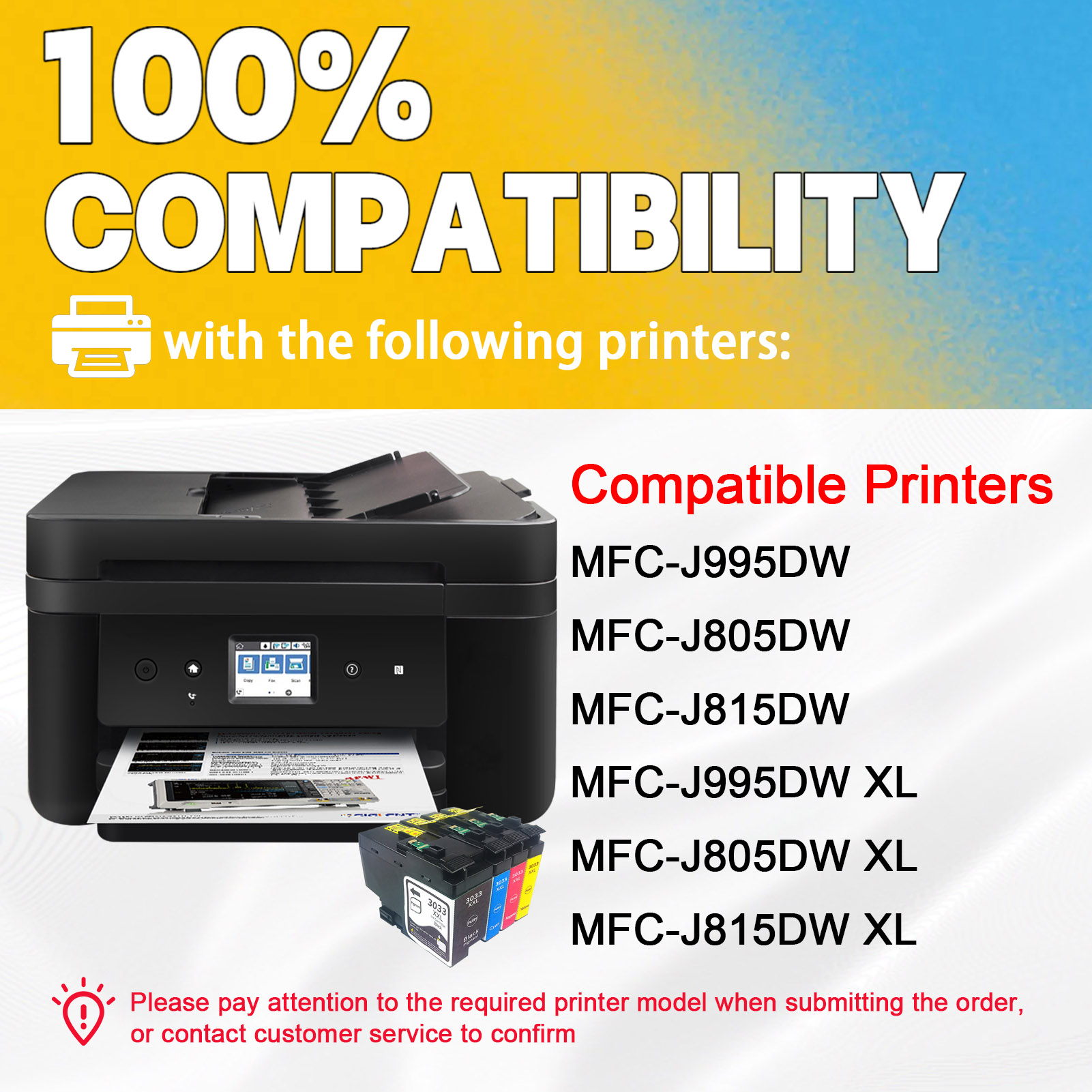 For Brother LC3033XXL Ink Cartridge Work For Brother MFC-J995DW MFC-J805DW MFC-J815DW MFC-J995DW XL MFC-J805DW XL MFC-J815DW XL Printers-PrintsBoost