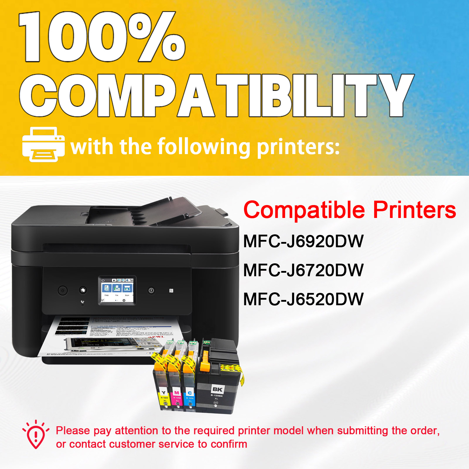 For Brother LC129XL LC125XL Ink Cartridge Work For Brother MFC-J6920DW MFC-J6720DW MFC-J6520DW Printers-PrintsBoost