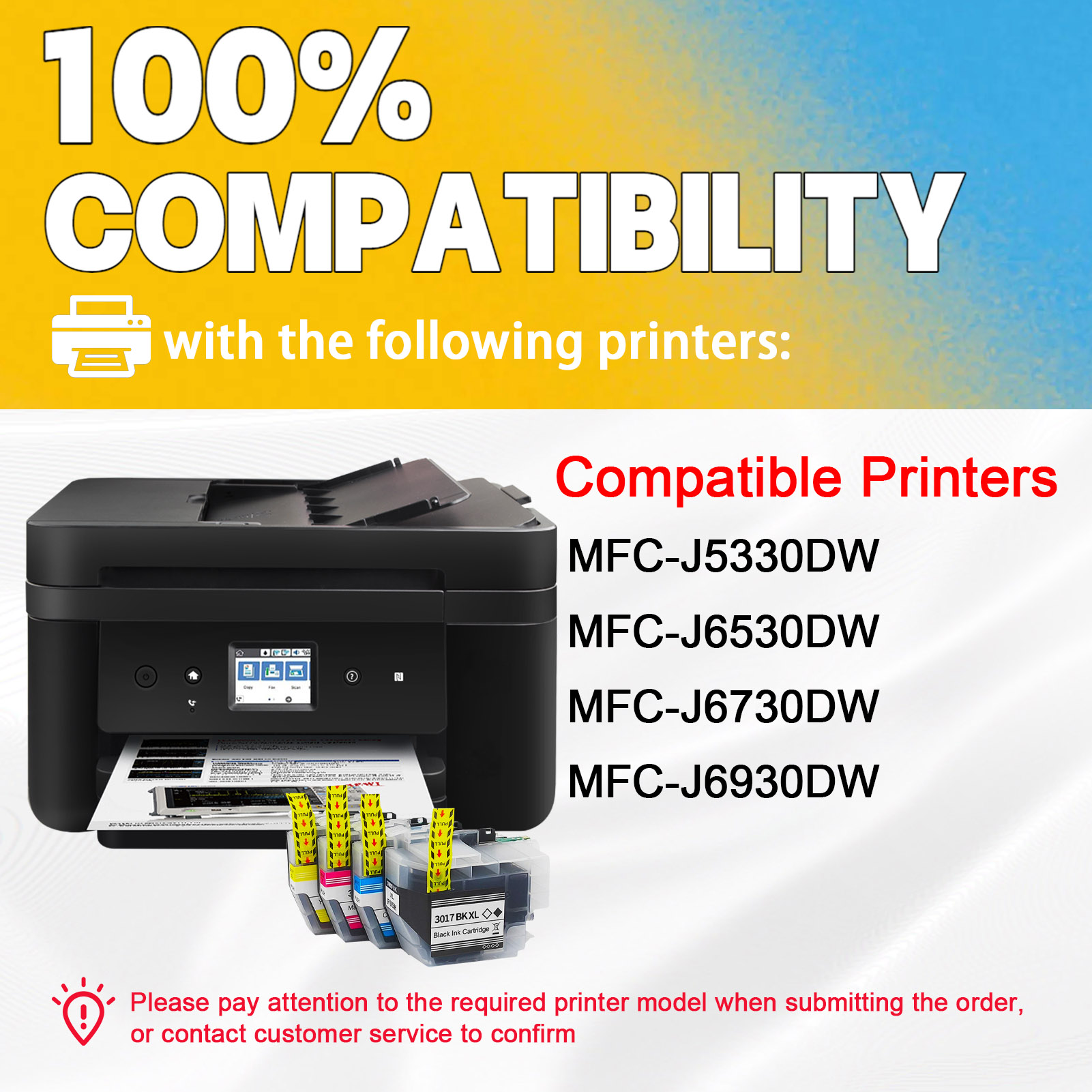 For Brother LC3017XL Ink Cartridge Work For Brother MFC-J5330DW MFC-J6530DW MFC-J6730DW MFC-J6930DW Printers-PrintsBoost