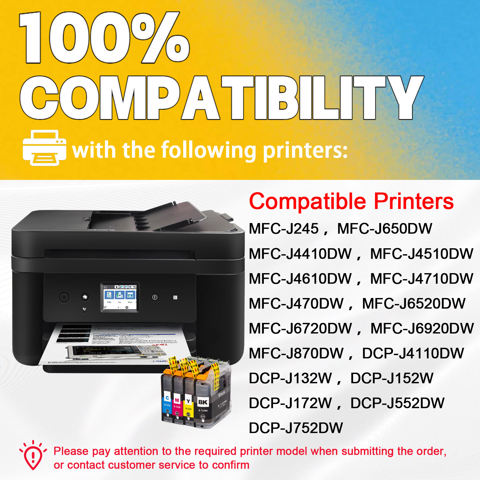For Brother LC123 LC121 Ink Cartridge Work For Brother MFC-J4410DW MFC-J4510DW MFC-J4610DW MFC-J4710DW MFC-J470DW MFC-J6920DW MFC-J870DW MFC-J245 Printers-PrintsBoost