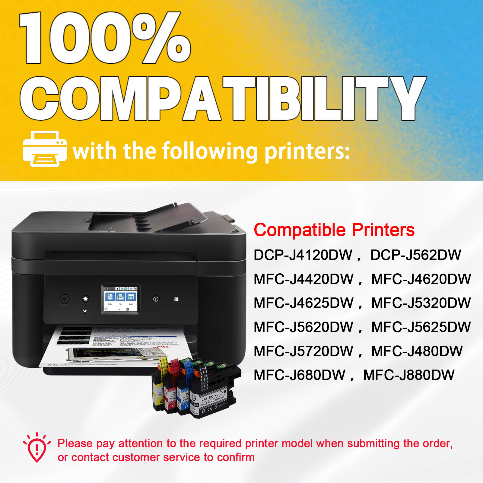 For Brother LC223XL Ink Cartridge Work For Brother DCP-J4120DW MFC-J4420DW MFC-J4620DW MFC-J4625DW MFC-J5320DW MFC-J5620DW Printers-PrintsBoost