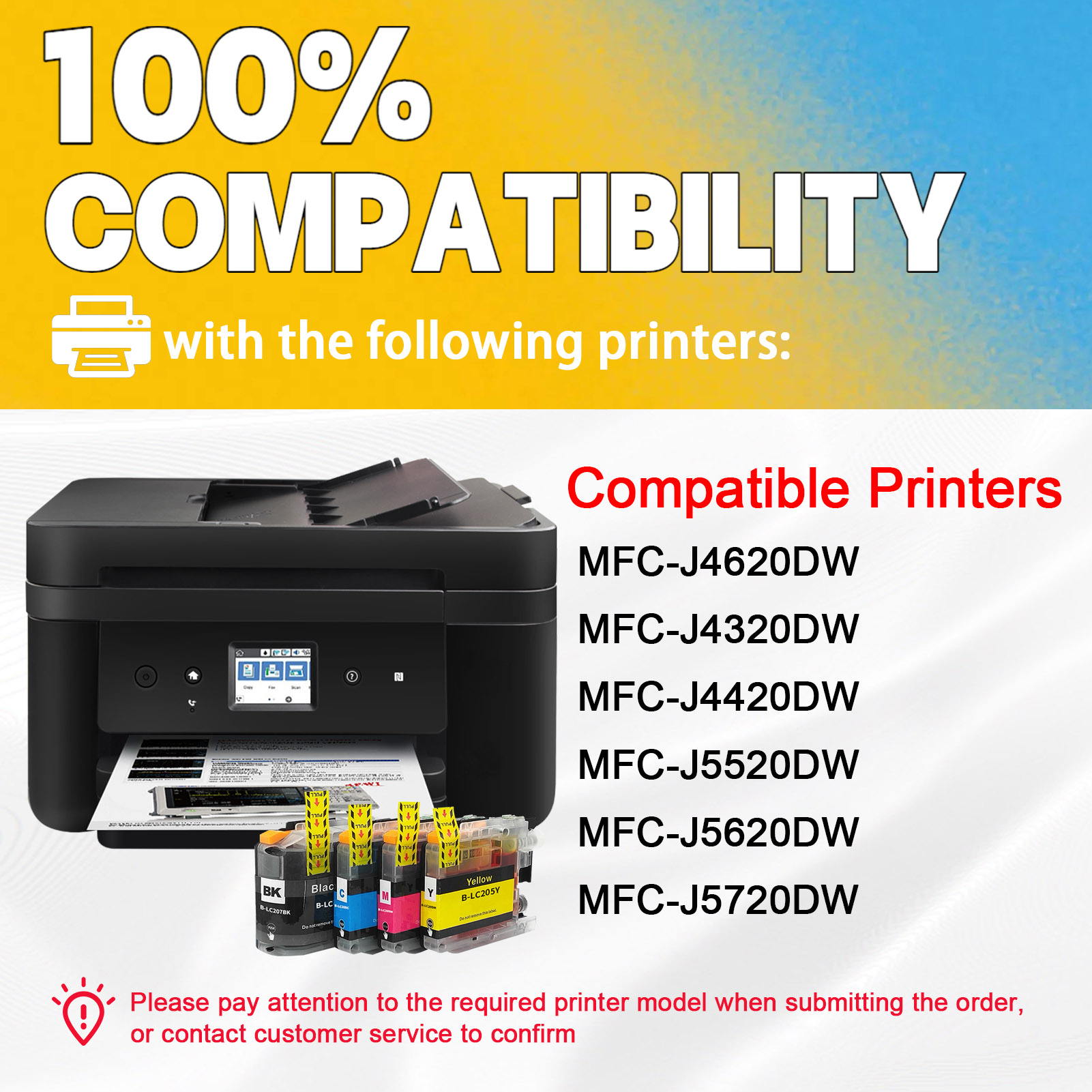 For Brother LC207XXL LC205XXL Ink Cartridge Work For Brother MFC-J4320DW MFC-J4420DW MFC-J4620DW Printers-PrintsBoost