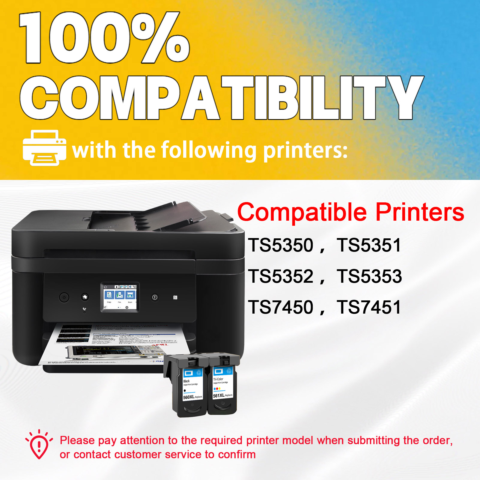 For Canon PG-560XL CL-561XL  Ink Cartridge Work For Canon PIXMA TS5350 TS5351 TS5352 TS5353 TS7450 TS7451 Printers-PrintsBoost