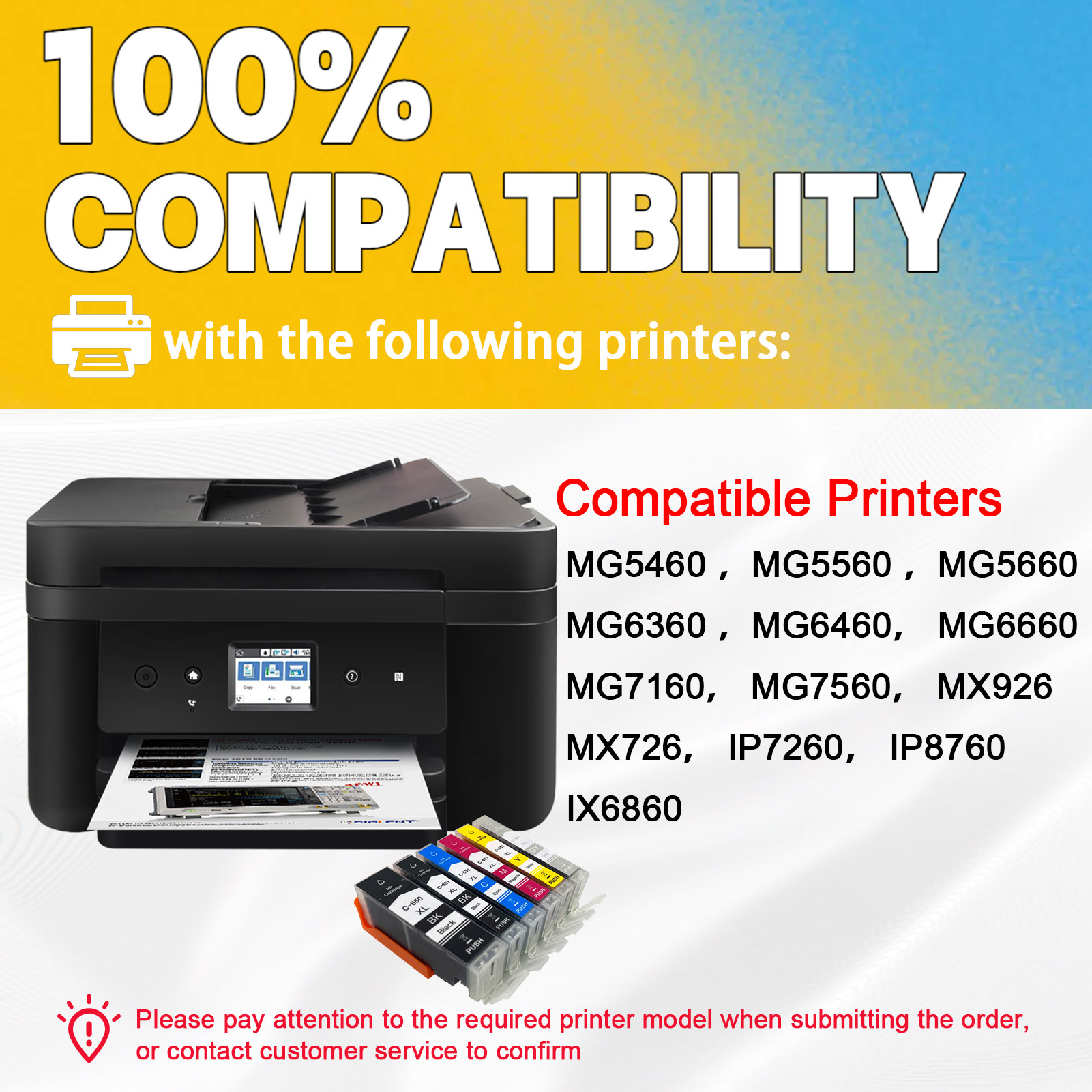 For Canon PGI-650XL CLI-651XL Ink Cartridge Work For Canon PIXMA MG5460 MG5560 MG5660 MG6360 MG6460 MG6660 MG7160 MG7560 MX926 MX726 IP7260 Printers-PrintsBoost