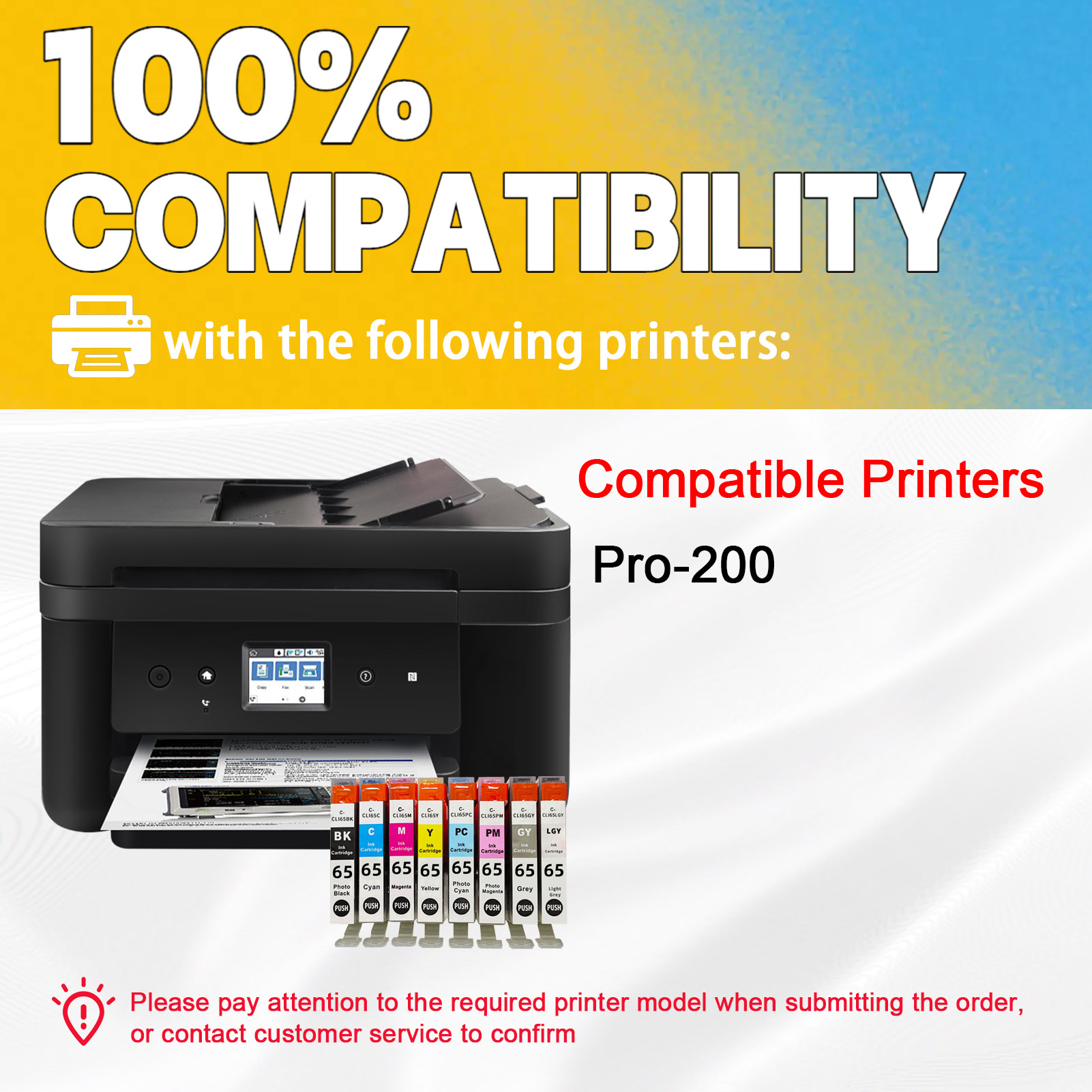  For Canon CLI-65 Ink Cartridge Work For Canon Pixma Pro 200 Printers