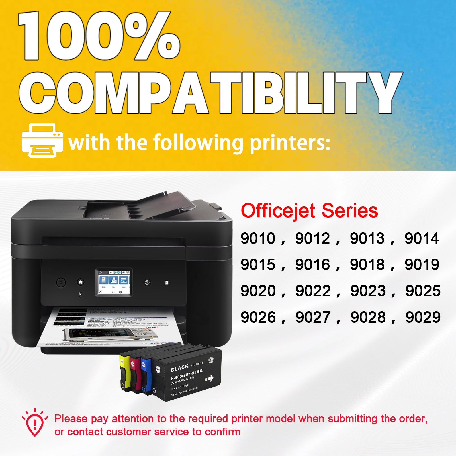 For HP 963XL Ink Cartridge Work For HP OfficeJet Pro 9010 9012 9013 9014 9015 9016 9018 9019 9020 9022 9023 9025 9026 9027 Printers-PrintsBoost