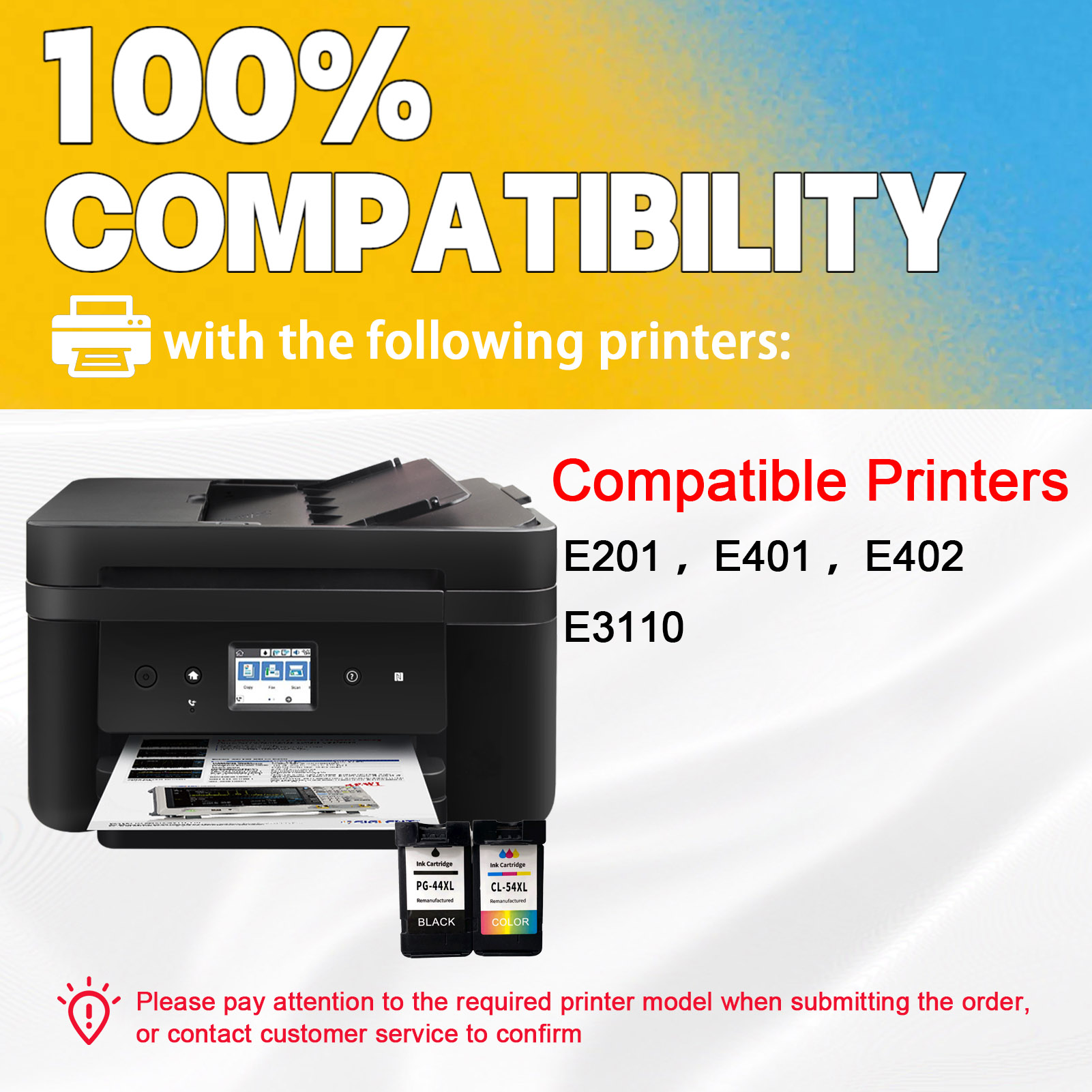 For Canon PG-44XL CL-54XL Ink Cartridge Work For Canon PIXMA E201 E401 E402 E3110 Printers