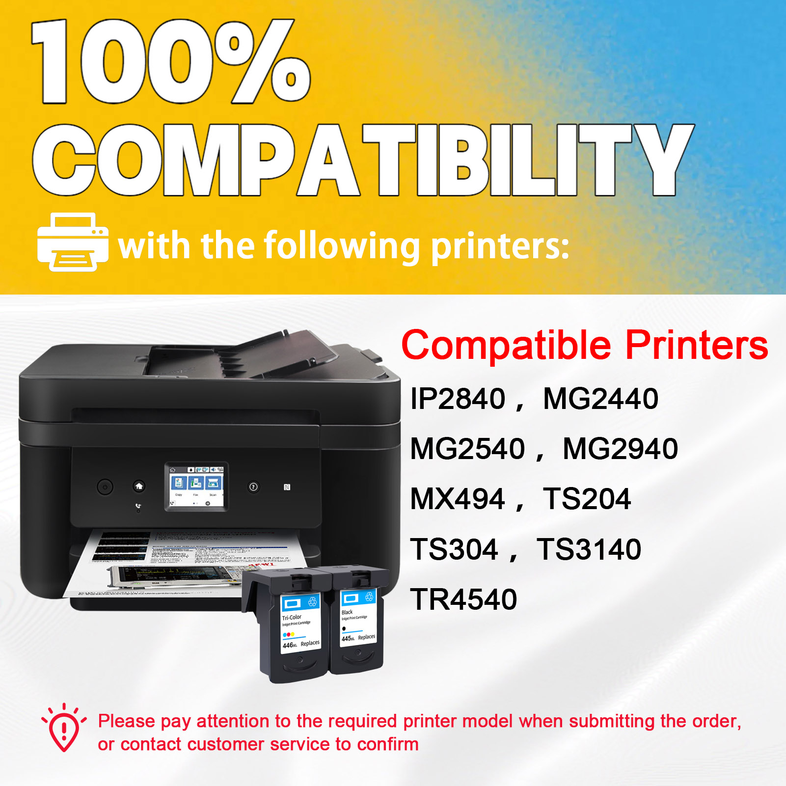 For Canon PG-445XL CL-446XL Ink Cartridge Work For Canon Pixma IP2840 MG2440 MG2540 MG2940 MX494 TS204 TS304 TS3140 TR4540 Printers-PrintsBoost