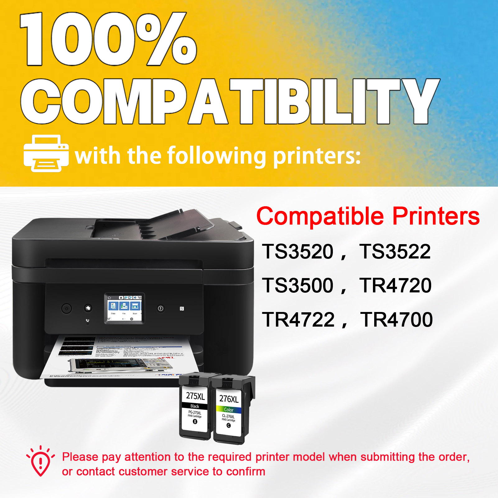 For Canon PG-275XL CL-276XL Ink Cartridge Work For Canon Pixma TS3500 TS3520 TS3522 TR4700 TR4720 TR4722 Printers-PrintsBoost