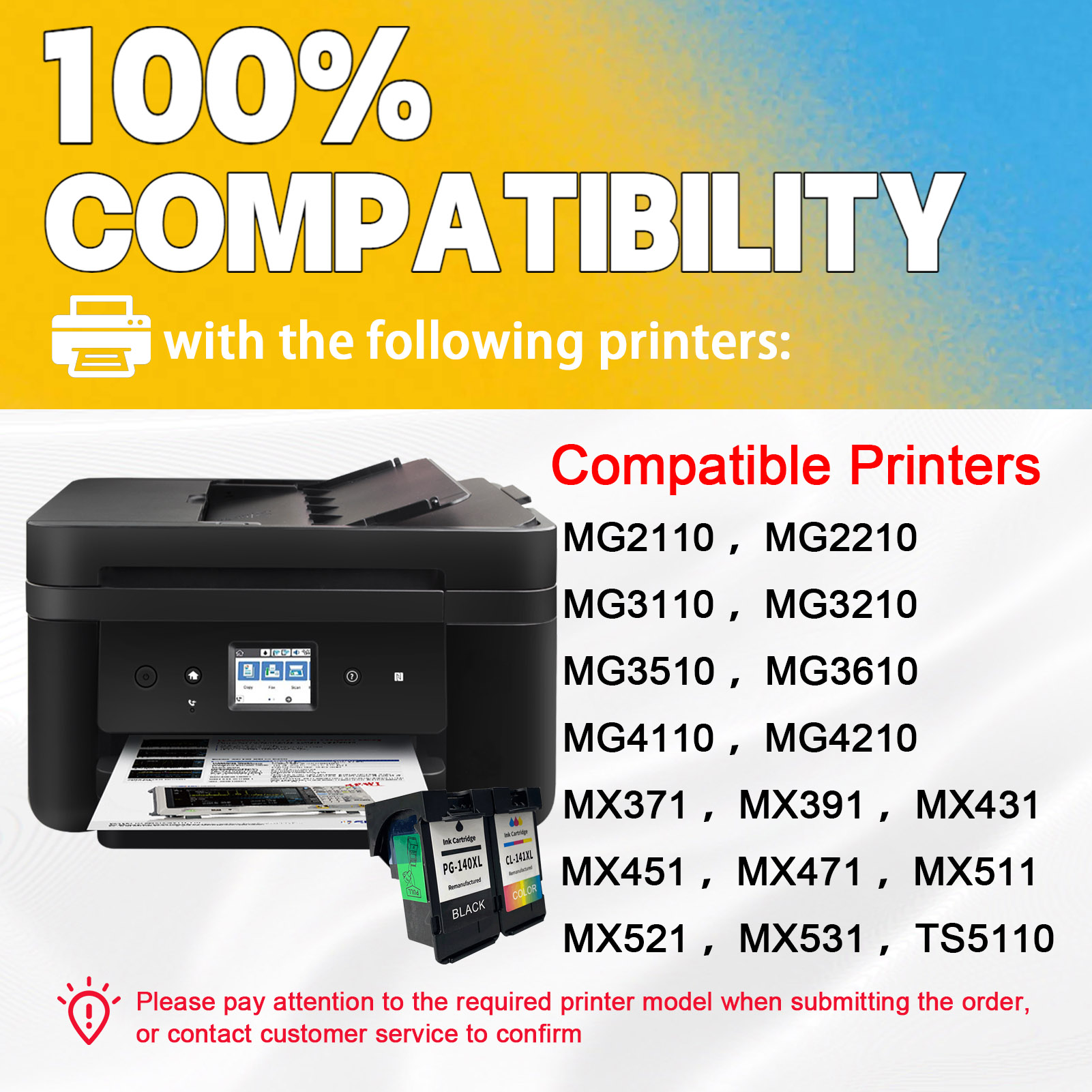 For Canon PG-140XL CL-141XL Ink Cartridge Work For Canon PIXMA MG2110 MG2210 MG3110 MG3210 MG3510 MG4110 MG4210 MX371 MX391 MX431 MX451 MX471 Printers-PrintsBoost