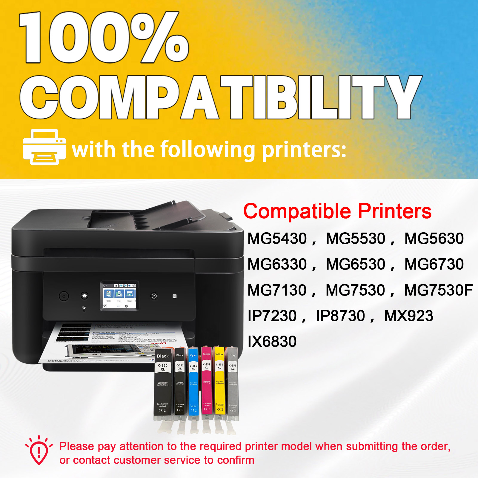 For Canon BCI-350XL BCI-351XL Ink Cartridge Work For Canon PIXUS MG5430 MG5530 MG5630 MG6330 MG6530 MG6730 MG7130 Printers-PrintsBoost